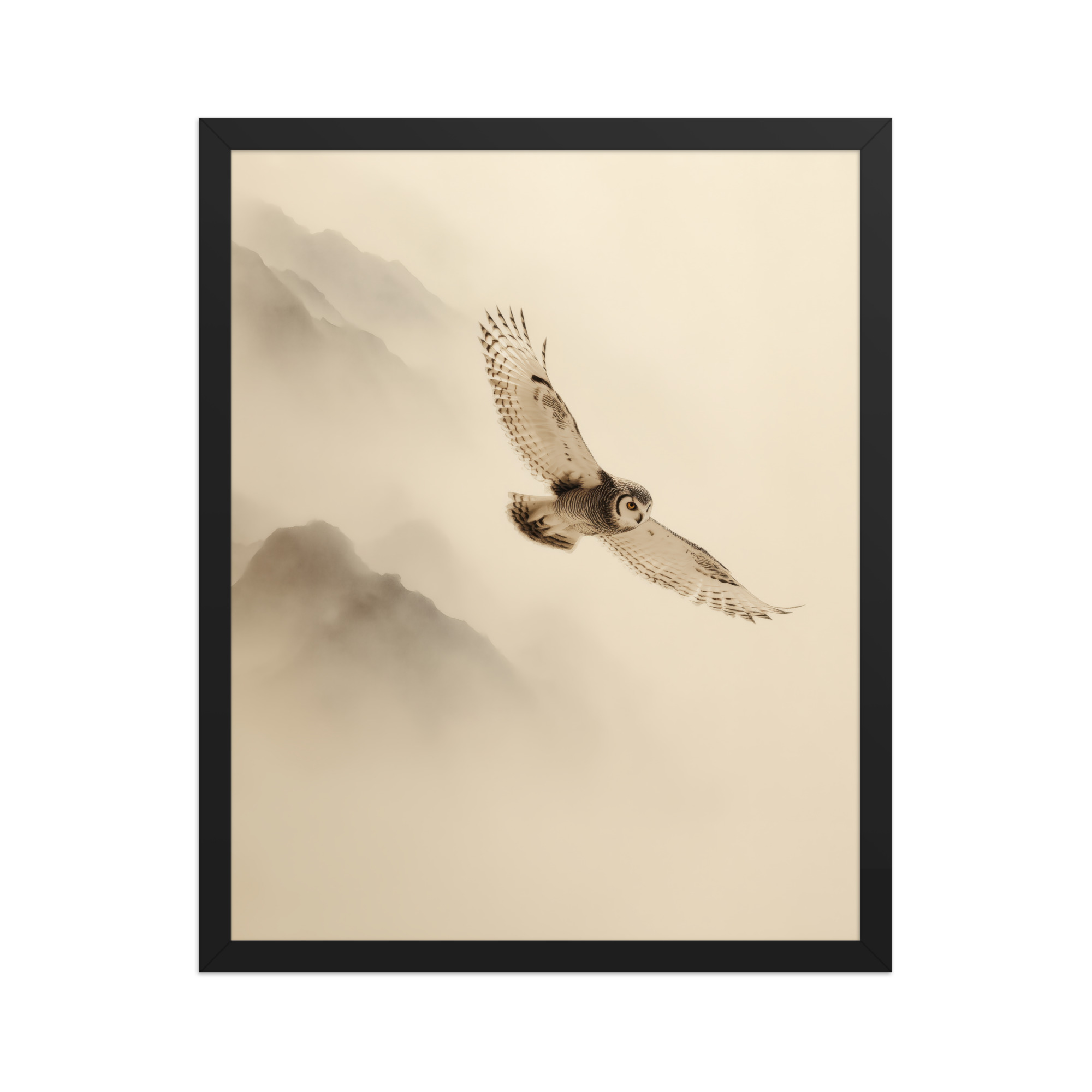 Flight Through Mist — Owl in Motion Wildlife Wall Art — Framed Poster - Image 5