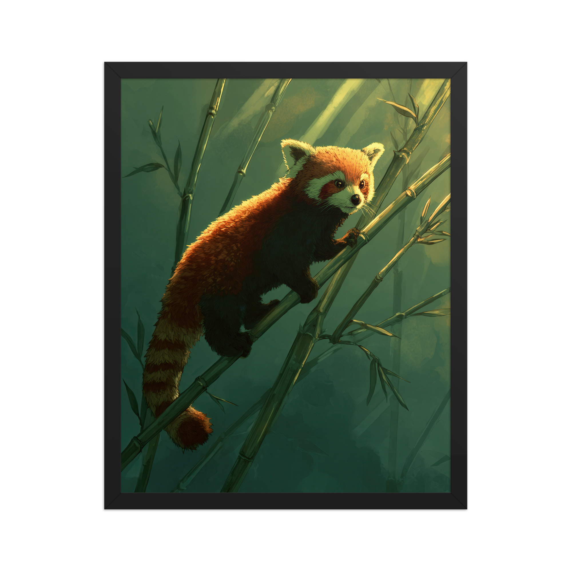 Bamboo Climber — Red Panda in Lush Green Bamboo Wall Decor — Framed Poster - Image 6