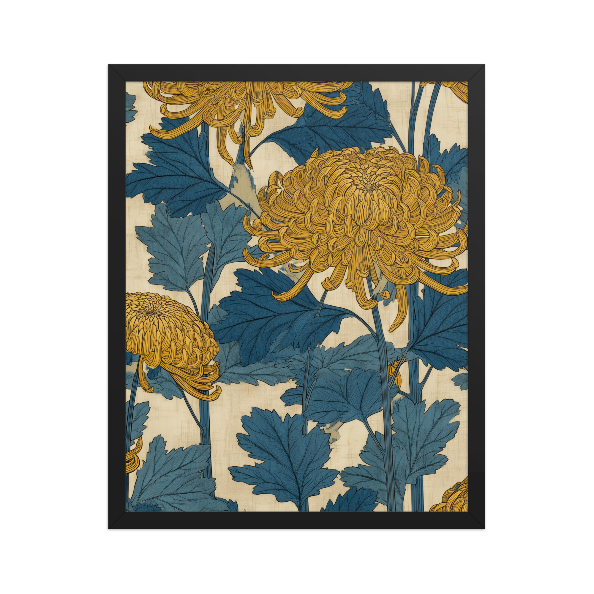 Amber Chrysanthemum — Japandi Floral Wall Decor — Framed Poster - Image 4