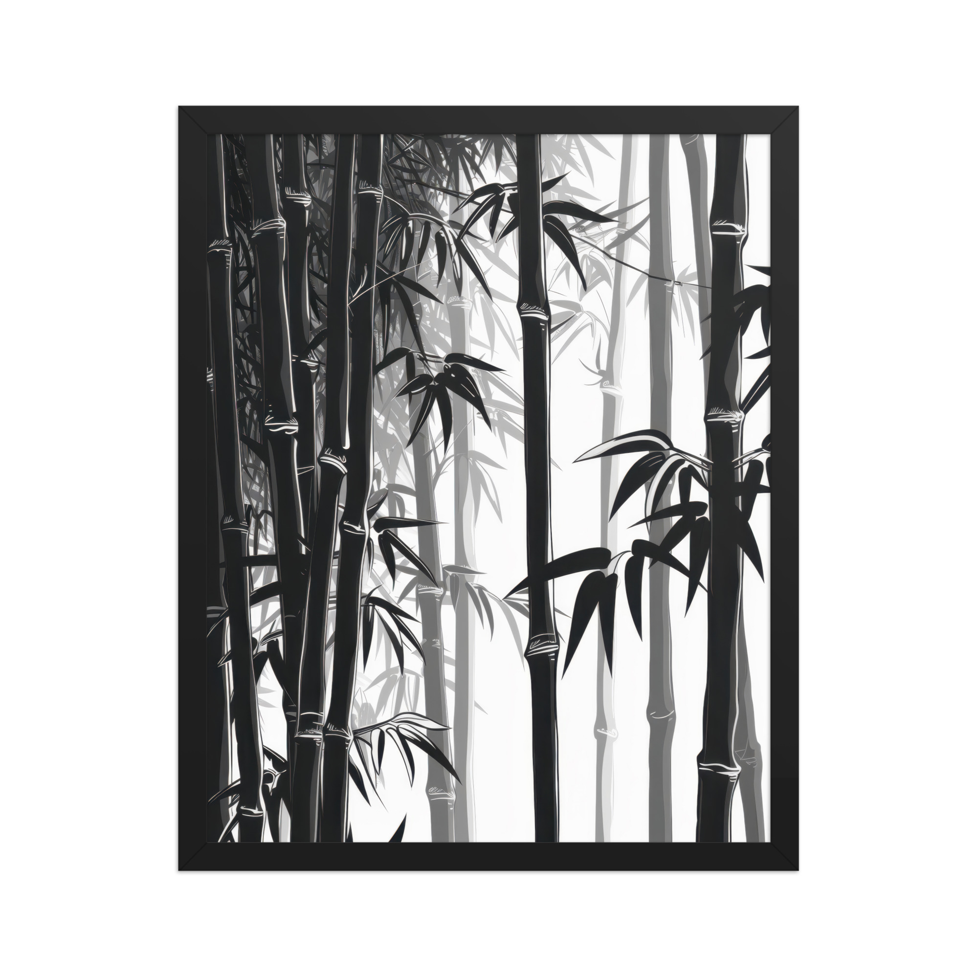 Bamboo Grove Silence — Monochrome Nature Wall Decor — Framed Poster - Image 5