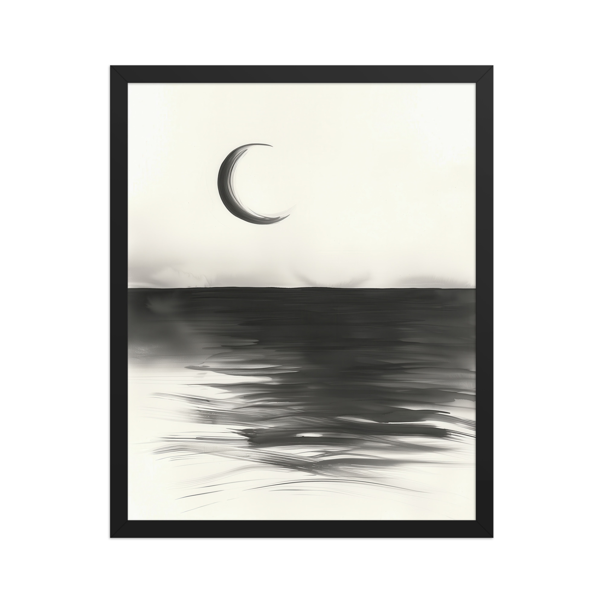 Crescent Reflections — Minimal Seascape Wall Decor — Framed Poster - Image 6