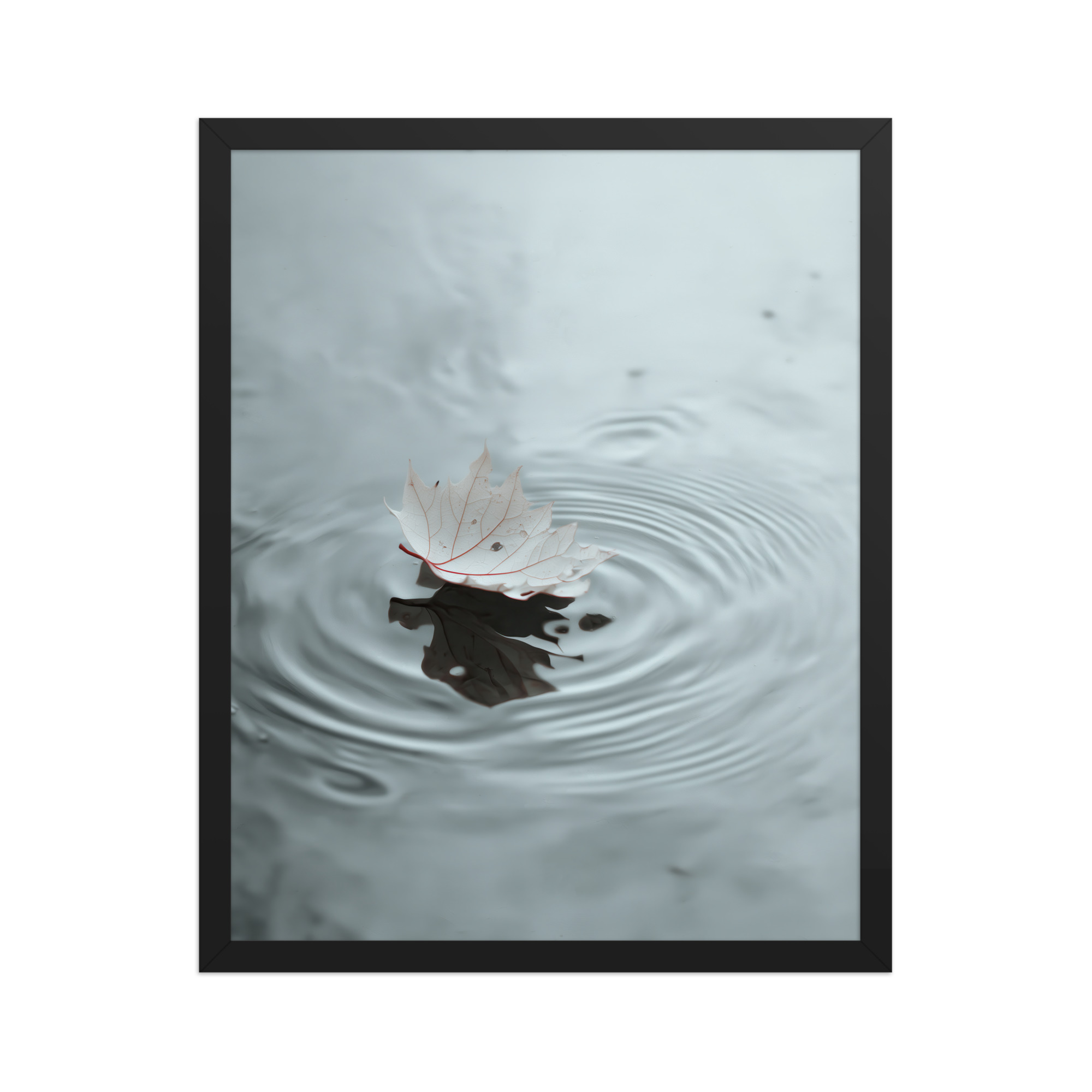 Floating Stillness — Leaf on Water Wall Decor — Framed Poster - Image 6