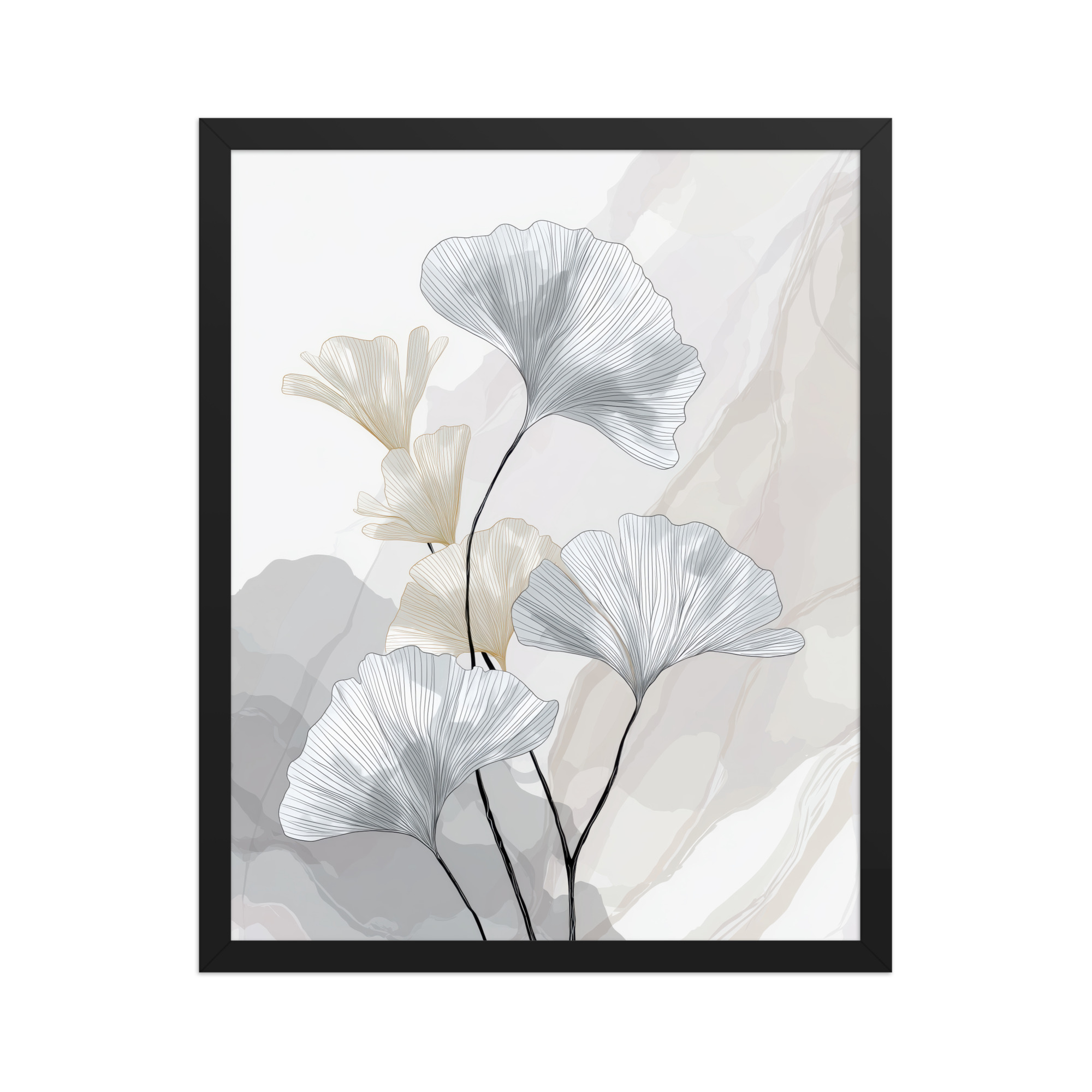 Ginkgo Harmony (Pale Edition) — Line Art Botanical Wall Decor — Framed Poster - Image 5
