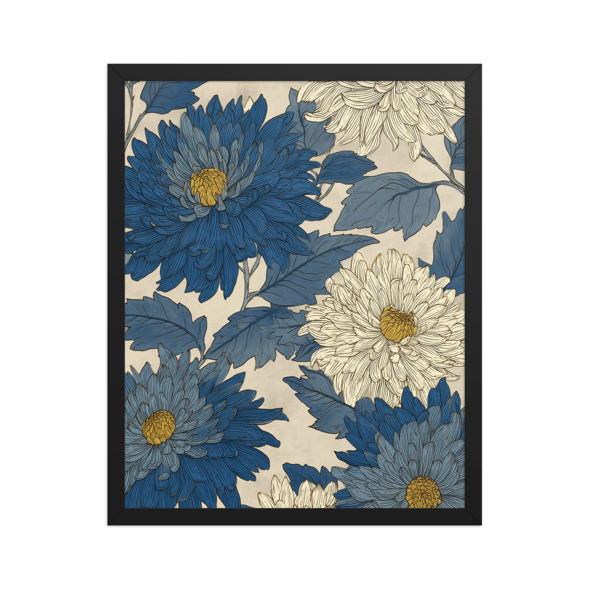 Mixed Chrysanthemums — Vintage Floral Pattern Wall Decor — Framed Poster - Image 5