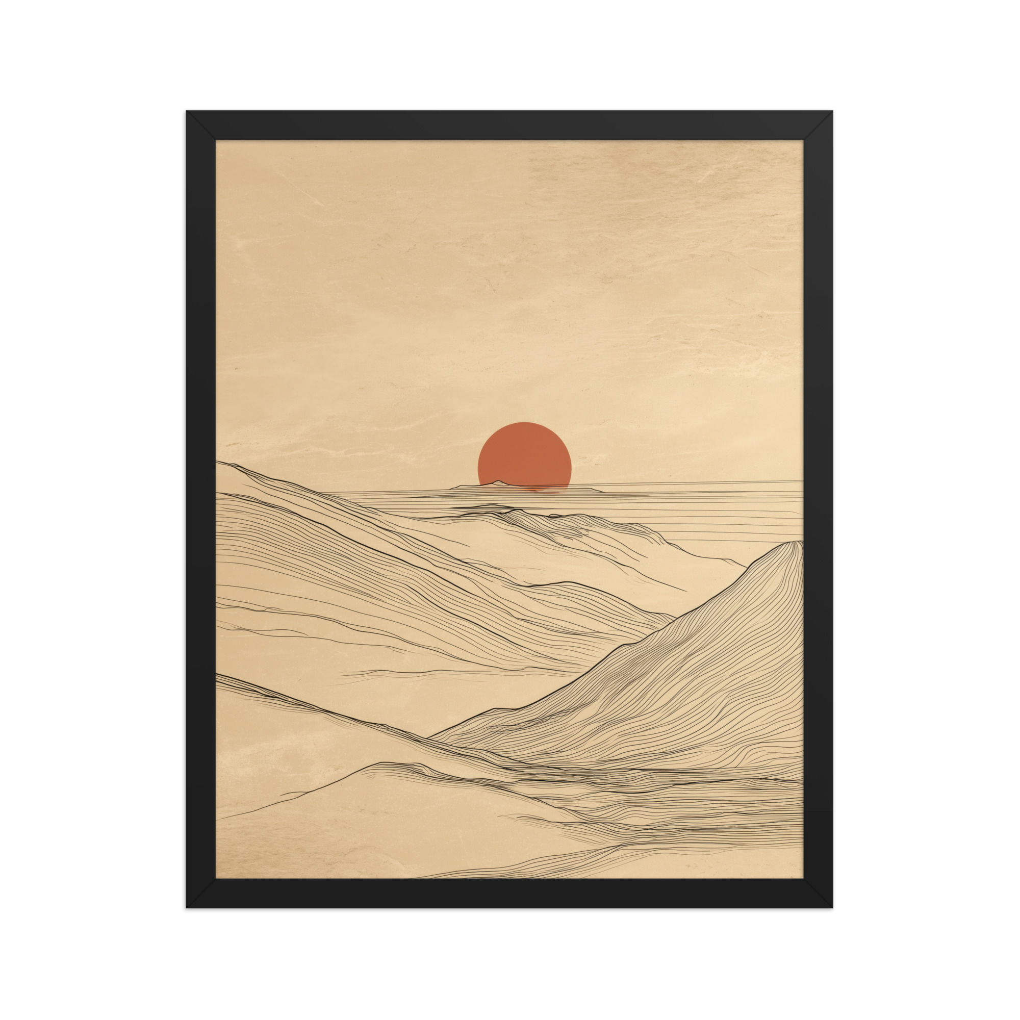 Desert Horizon — Japandi Desert Line Landscape Wall Art — Framed Poster - Image 4
