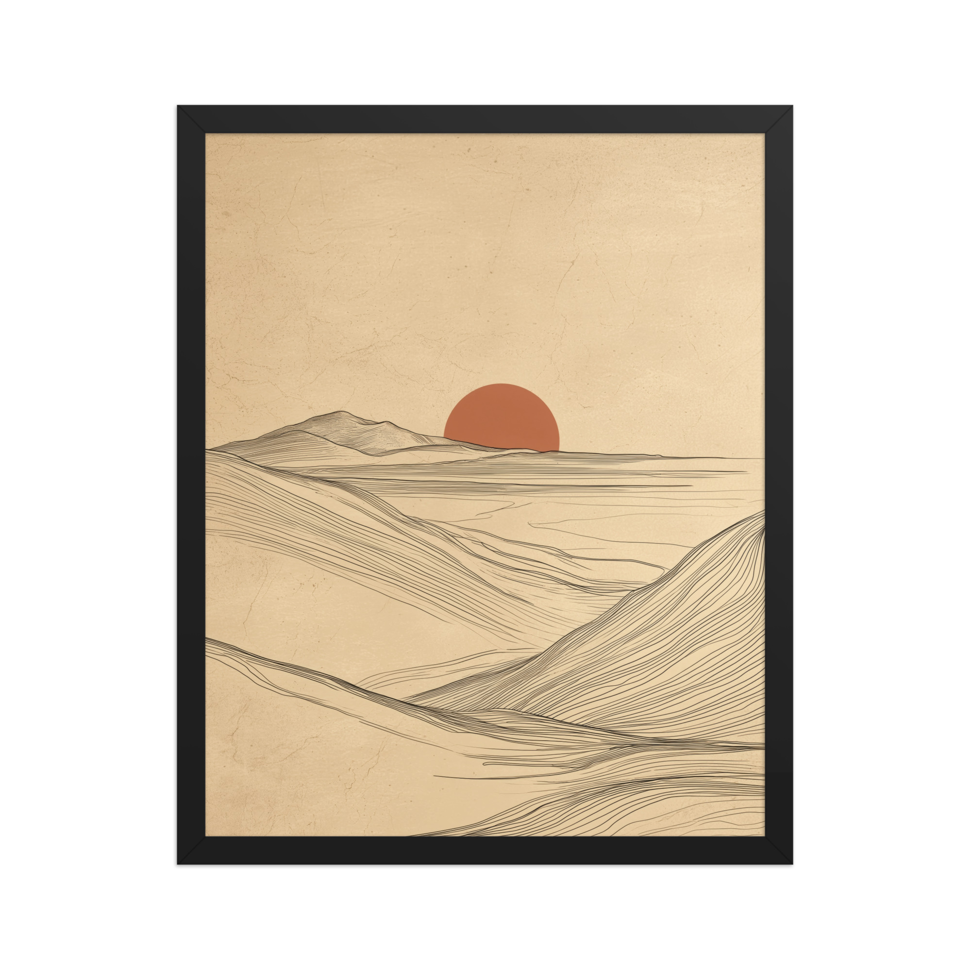 Flowing Ridges — Neutral Line Landscape Wall Art — Framed Poster - Image 4