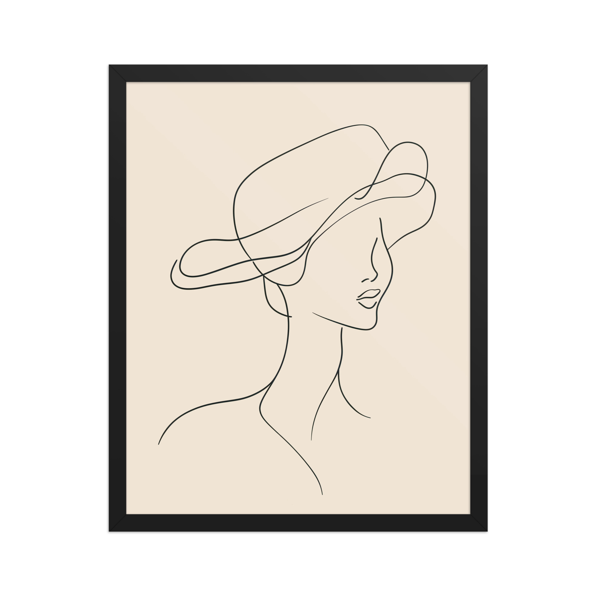 Woman in the Wind — Minimal Line Art Portrait Wall Art — Framed Poster - Image 3