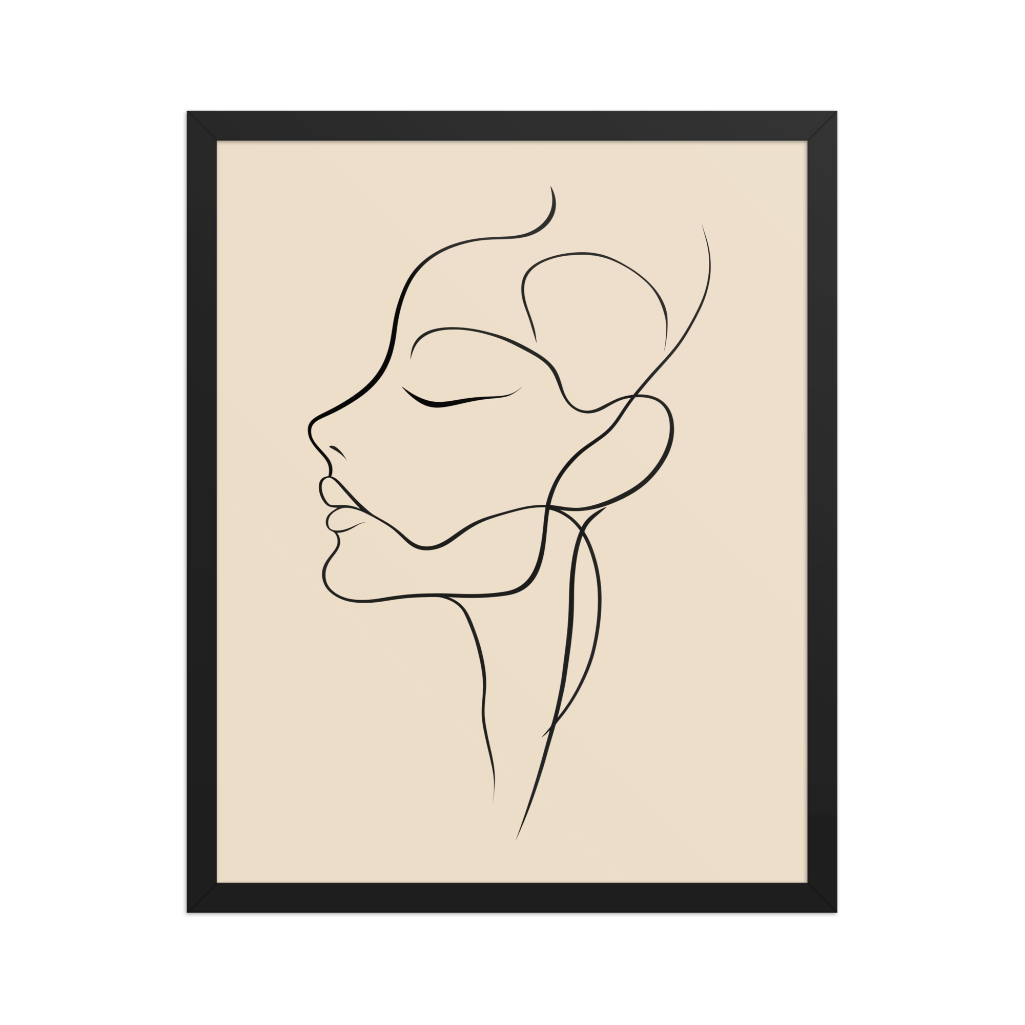 Serenity in Profile — Minimal Line Face Wall Art — Framed Poster - Image 3