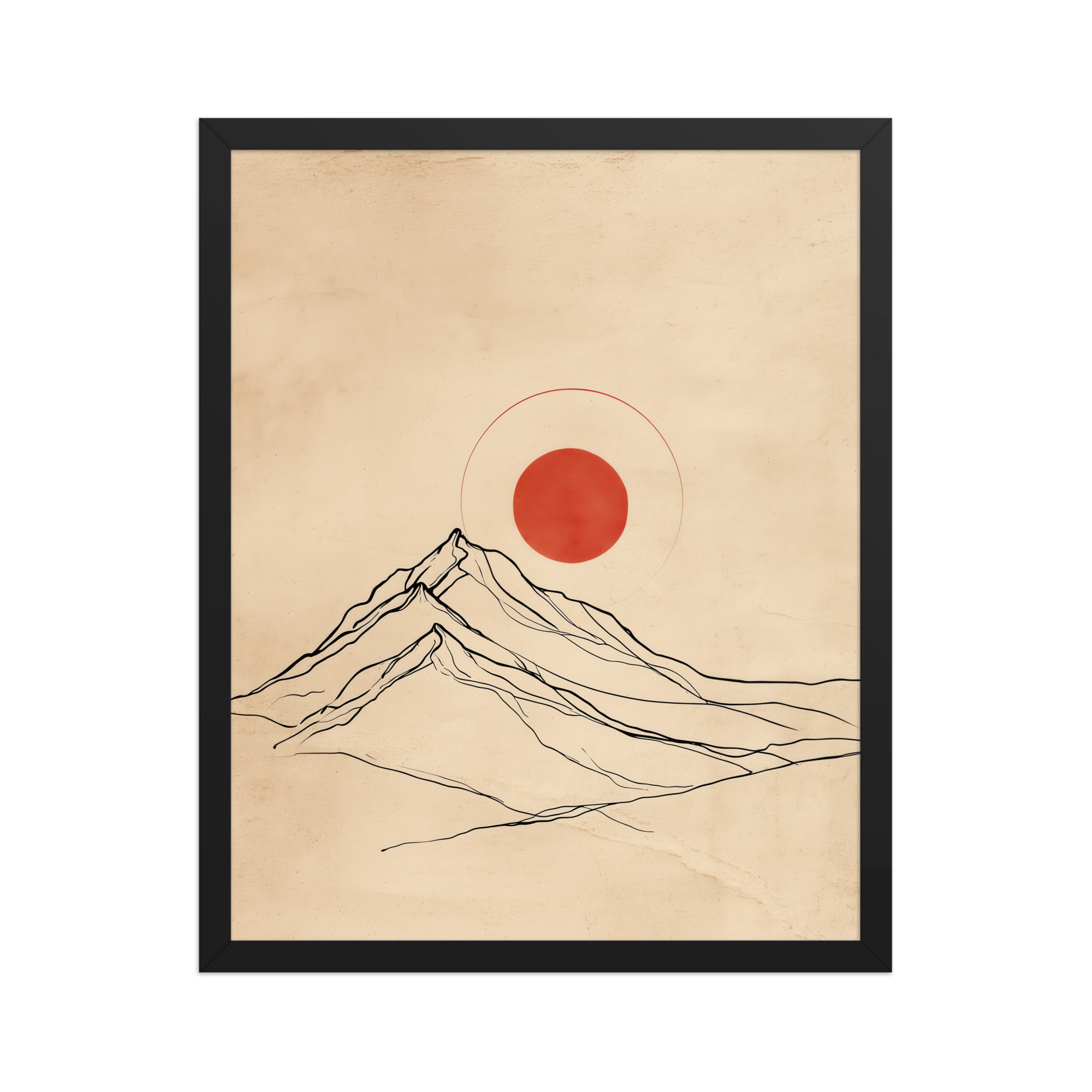 Eternal Sun — Minimal Mountain and Red Sun Wall Art — Framed Poster - Image 4