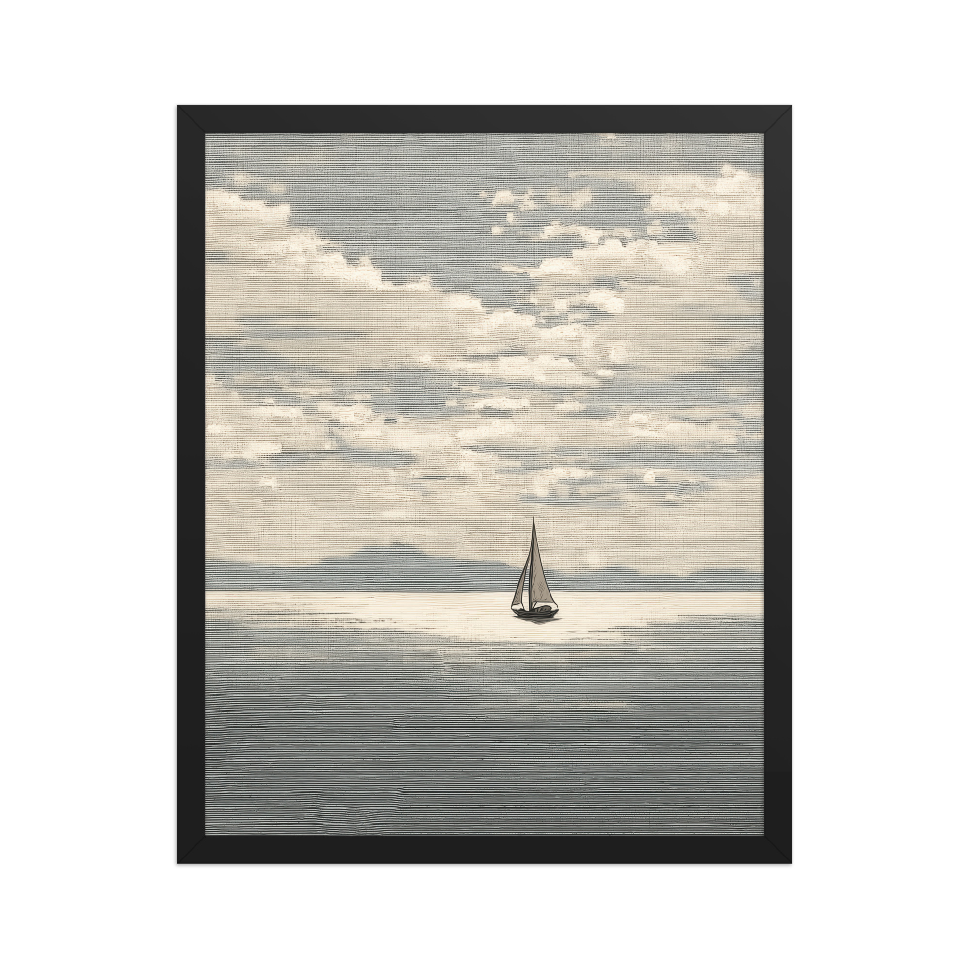 Sailboat Journey — Minimal Seascape, Neutral Japandi Wall Art — Framed Poster - Image 4