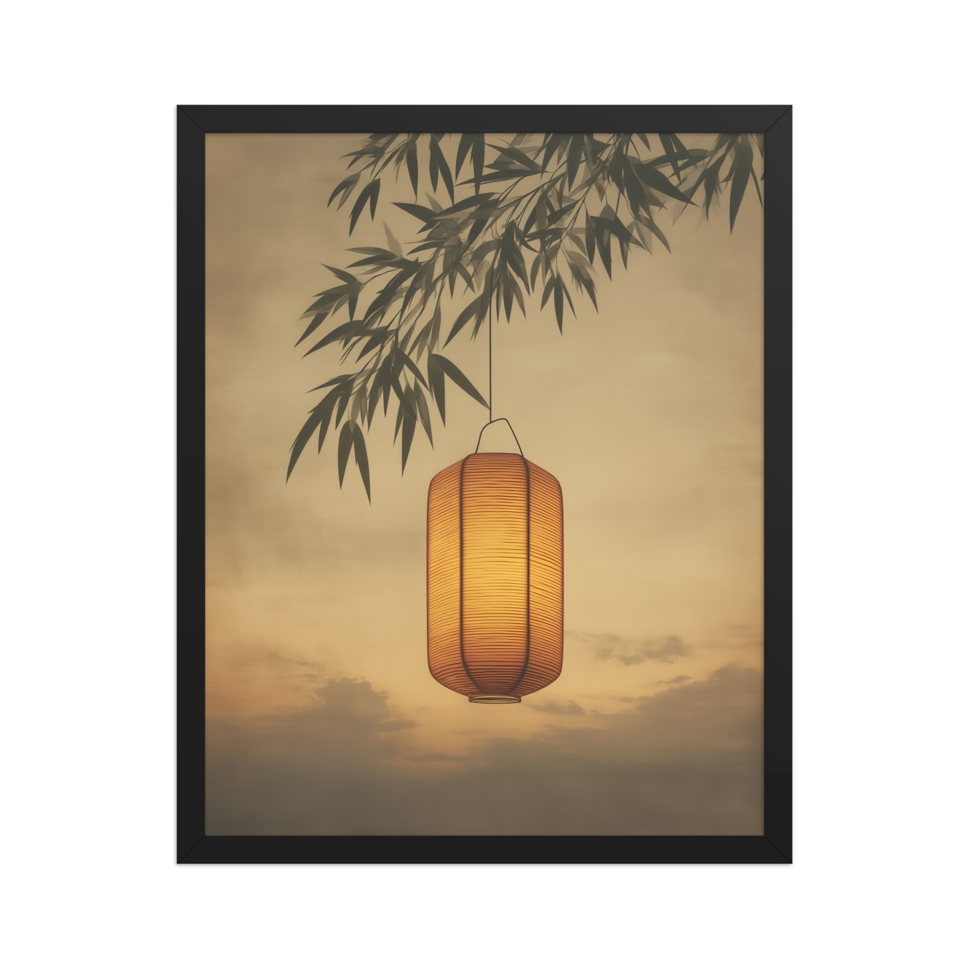 Lantern Glow — Japanese Lantern Minimal Wall Decor — Framed Poster - Image 5