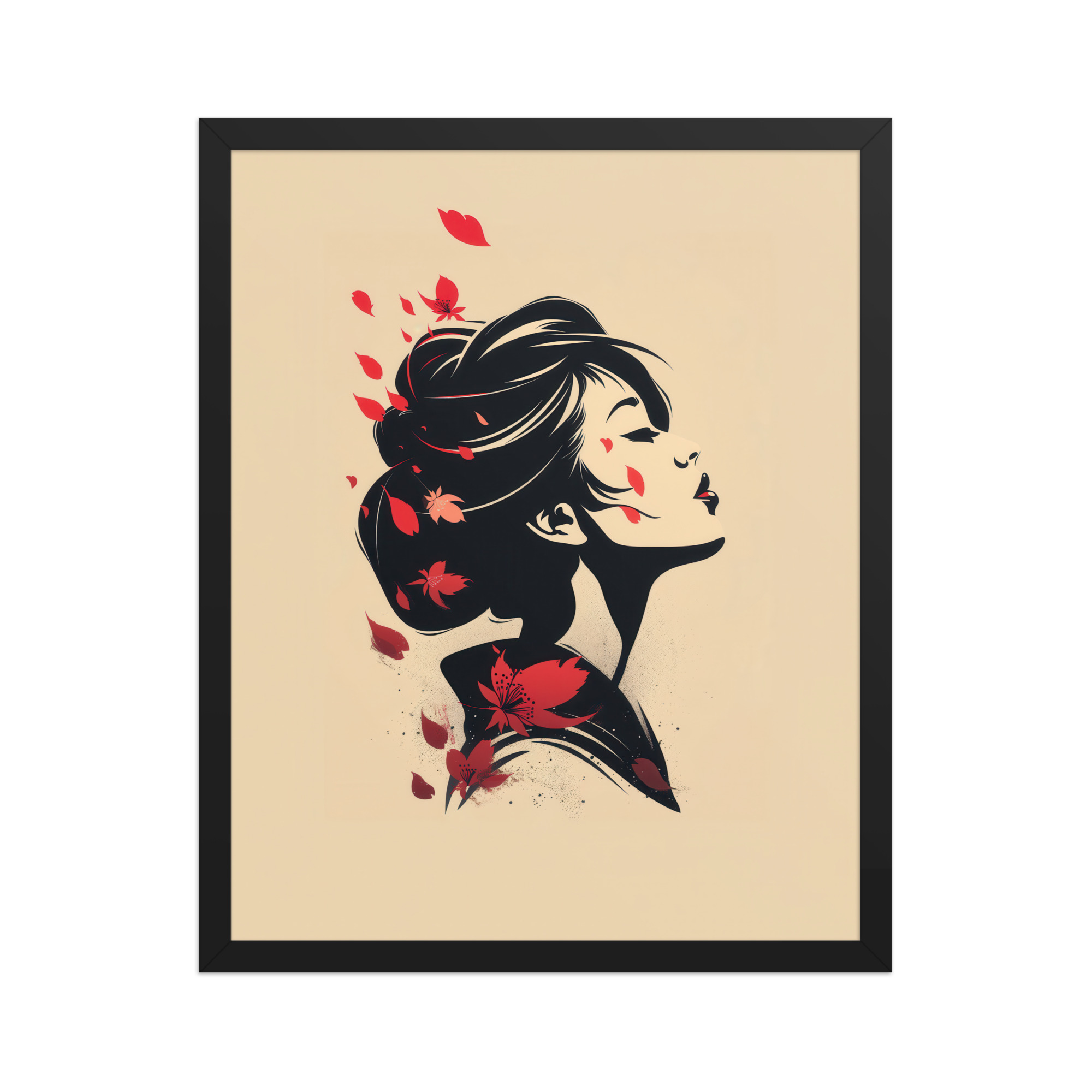 Blossoms in the Wind — Japandi Geisha Minimal Wall Art — Framed Poster - Image 6