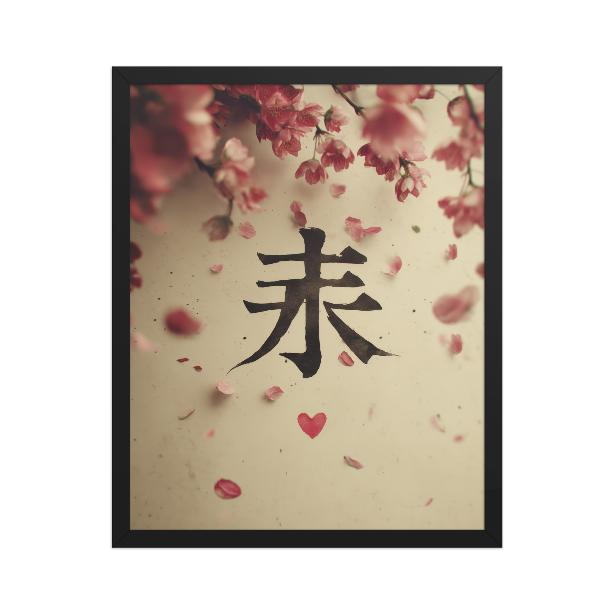Sakura Love — Cherry Blossom, Japanese Calligraphy Wall Decor — Framed Poster - Image 6