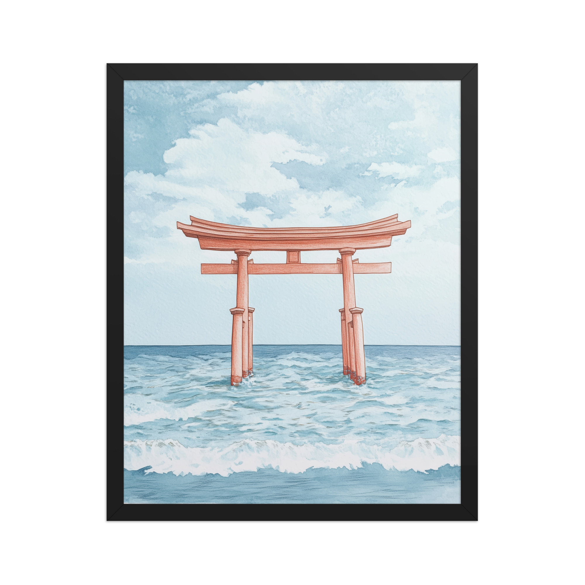 Torii Gate Waves — Coastal Shinto Shrine Wall Decor — Framed Poster - Image 6