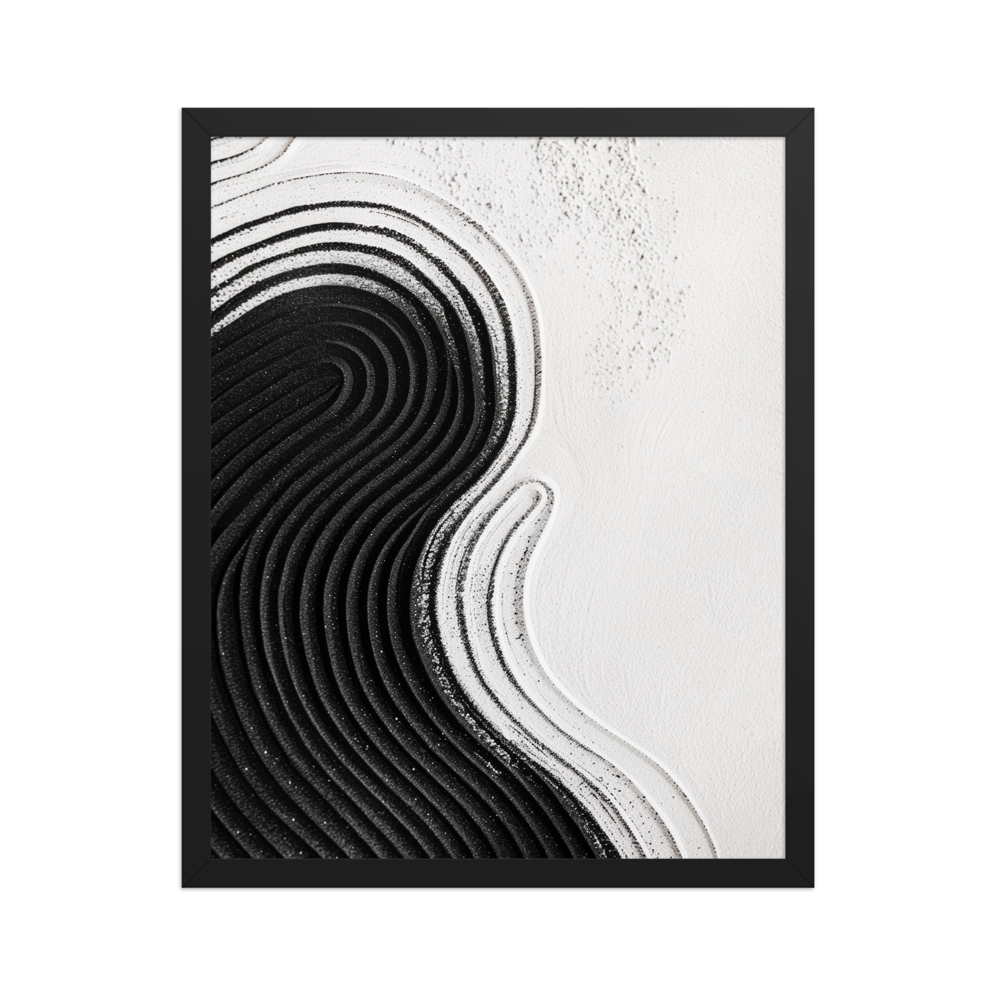 Black & White Ripple – Abstract Zen Sand Pattern Wall Art – Framed Poster - Image 6