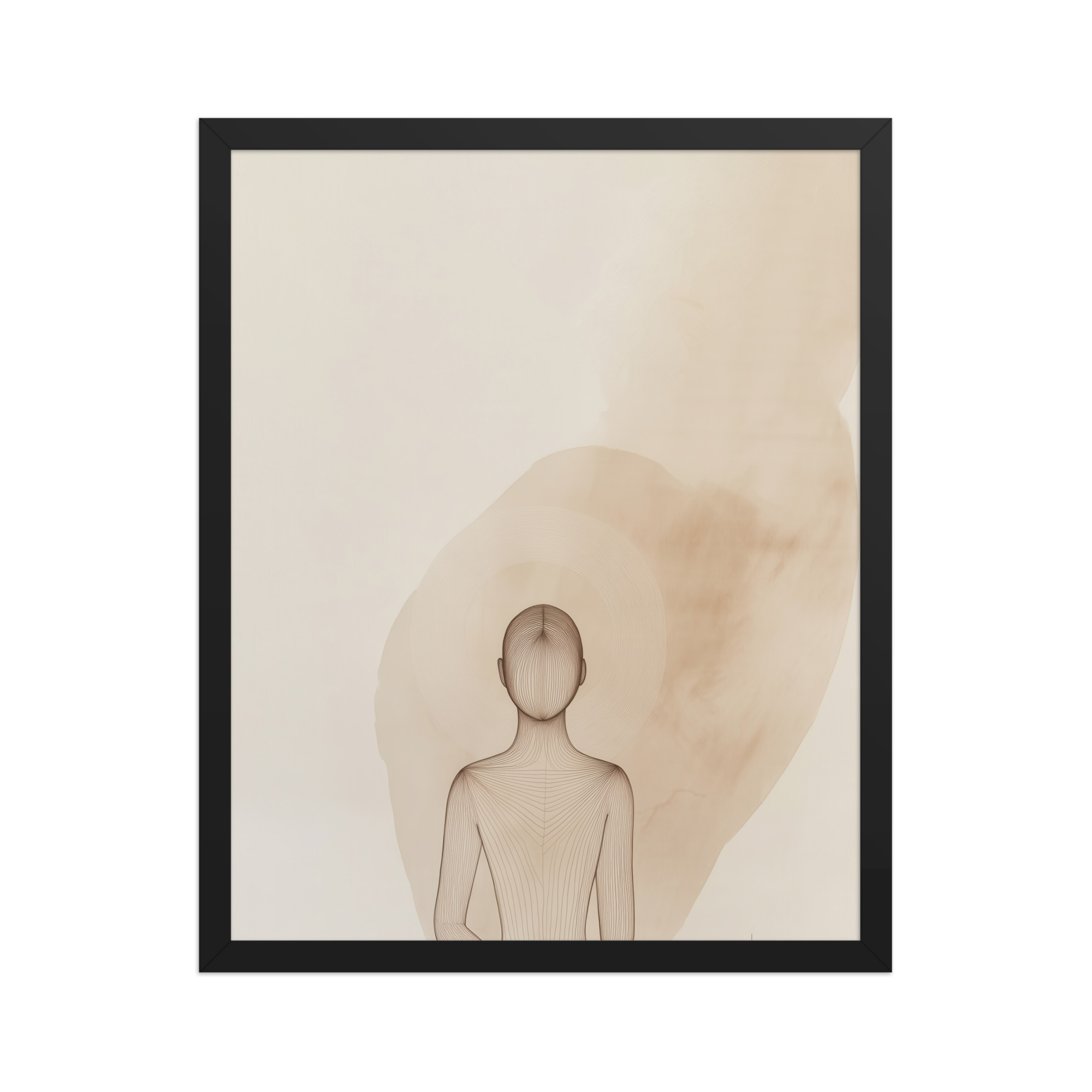 Inner Light – Minimalist Meditation Figure Japandi Wall Art – Framed Poster - Image 6