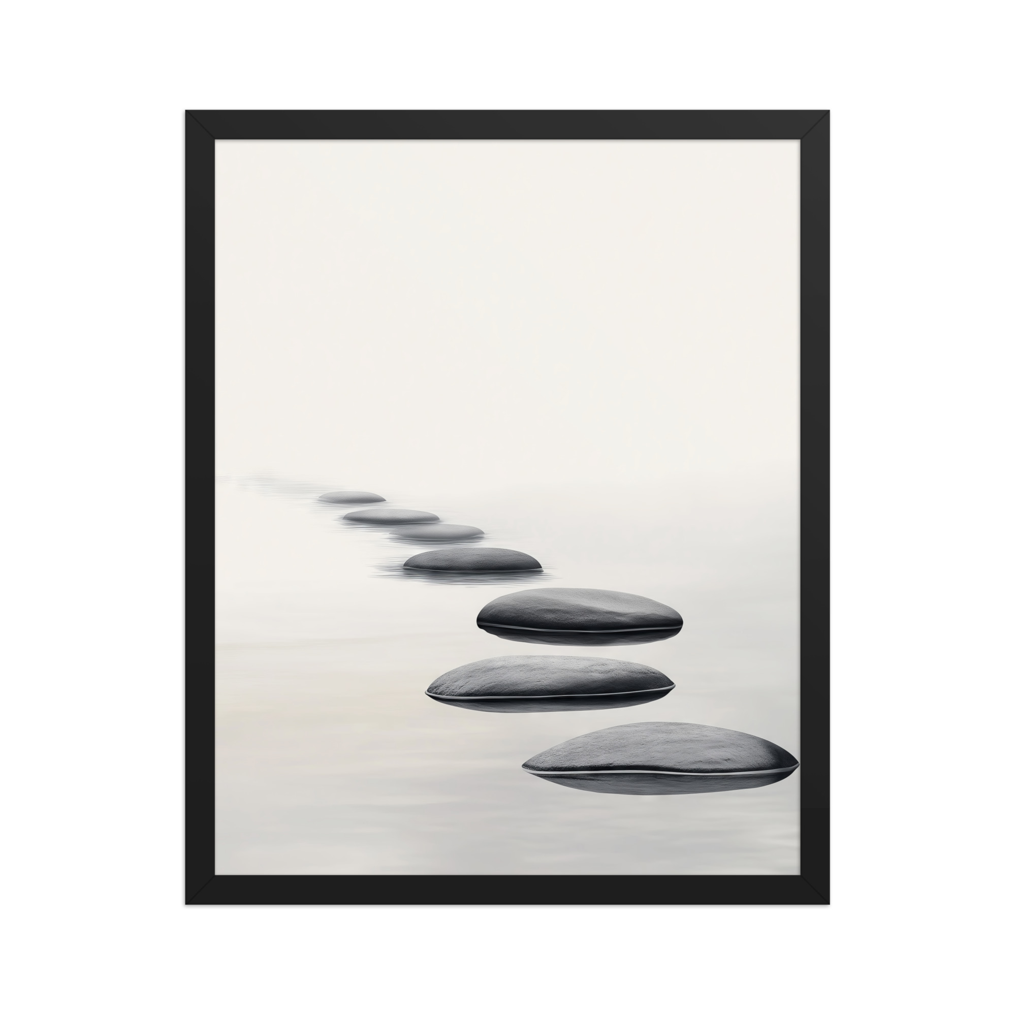 Path of Tranquility – Stepping Stones Minimal Zen Wall Art – Framed Poster - Image 2