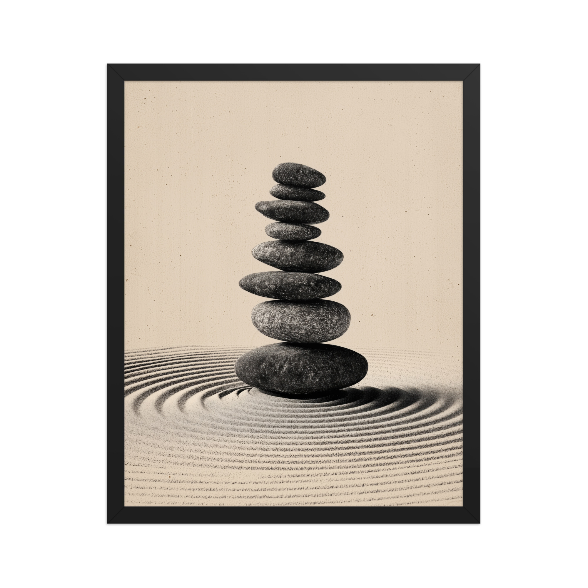 Balanced Stillness – Stacked Stones I Neutral Zen Stones Wall Art – Framed Poster - Image 6