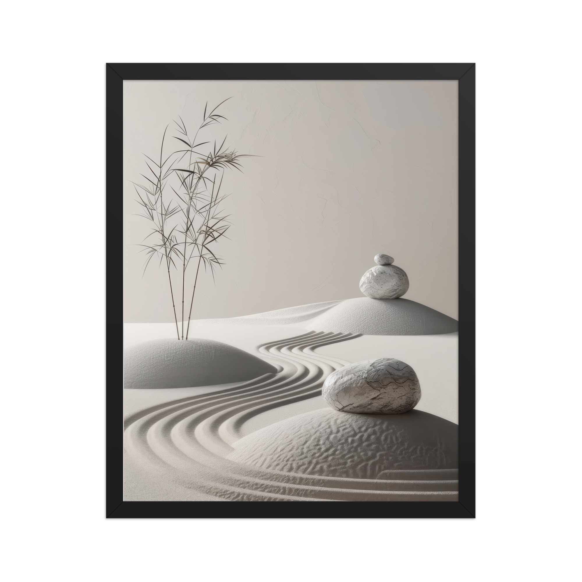 Stillness by the Sand Rake – Japandi Zen Garden Wall Art – Framed Poster - Image 4