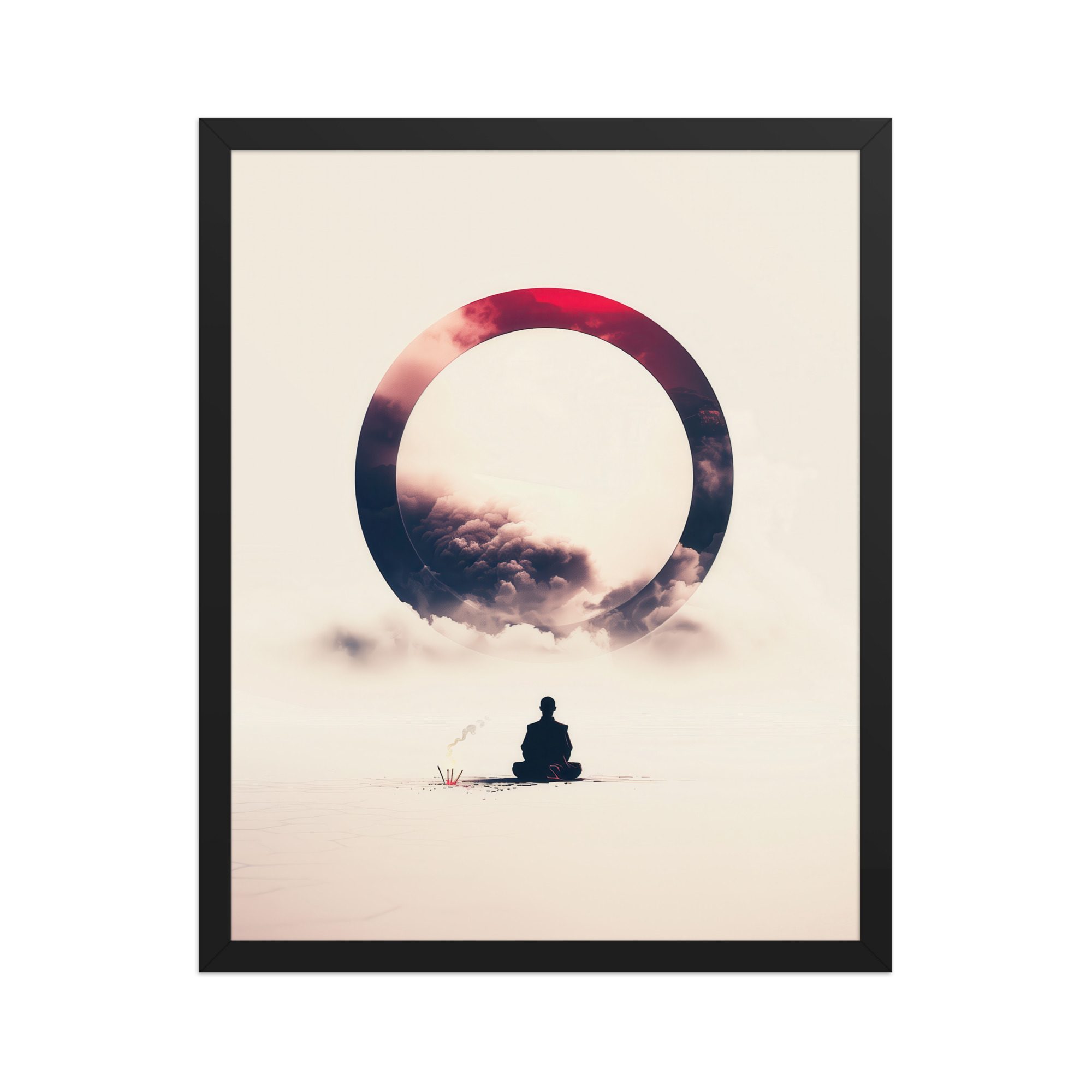 Zen Enso Horizon – Meditative Landscape with Circle Wall Art – Framed Poster - Image 6