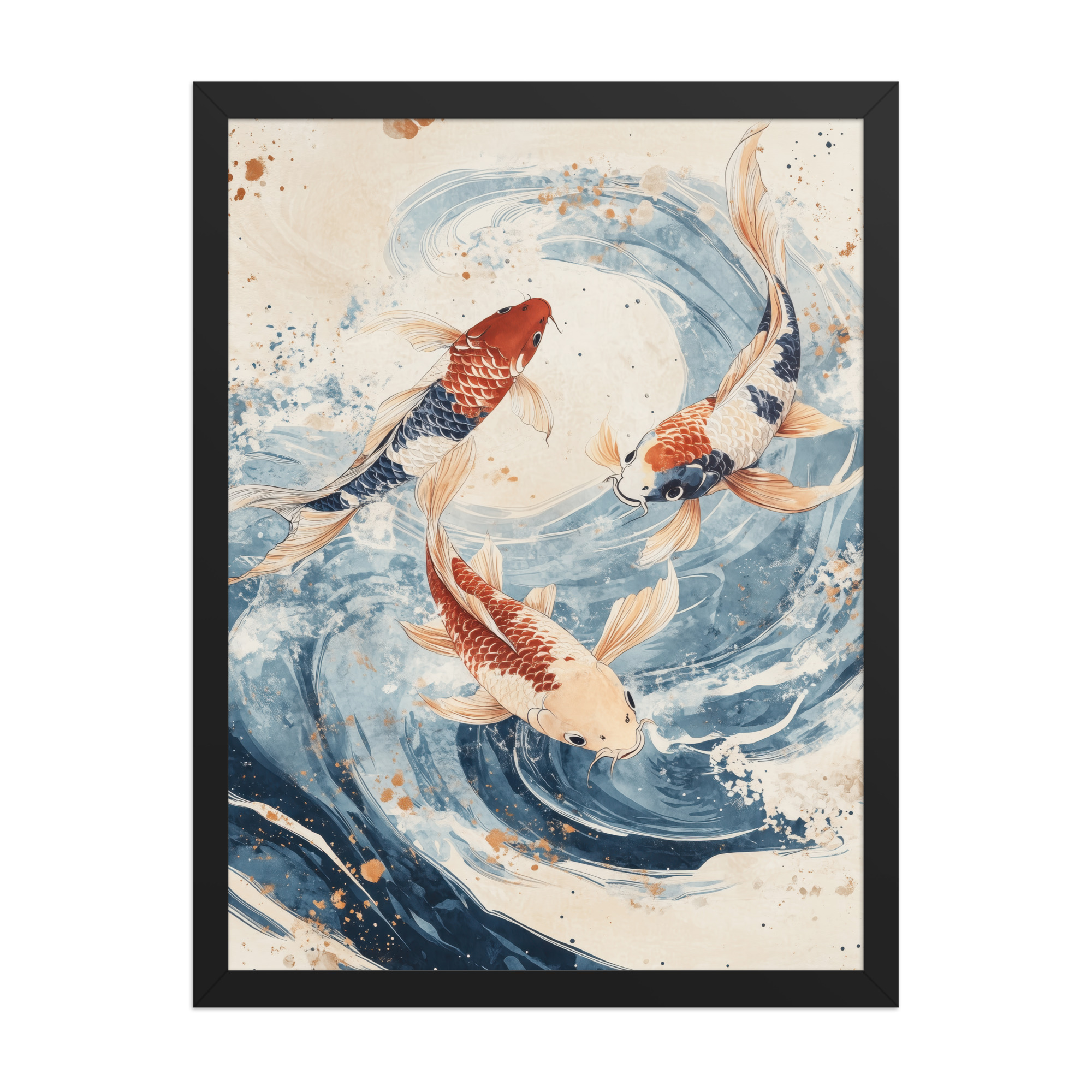 Dancing Koi Trio — Japanese Koi Wall Art — Framed Poster - Image 8