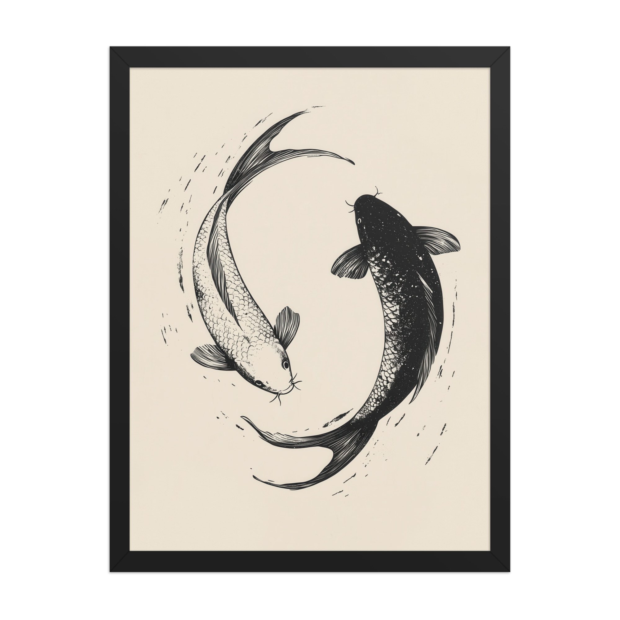 Yin and Yang Koi Flow — Minimal Ink Koi Art — Framed Poster - Image 6