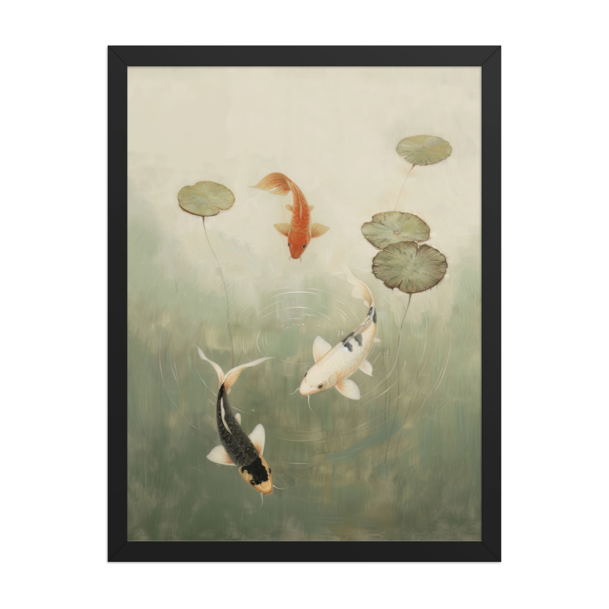 Koi Among Lilies — Tranquil Pond Art — Framed Poster - Image 7