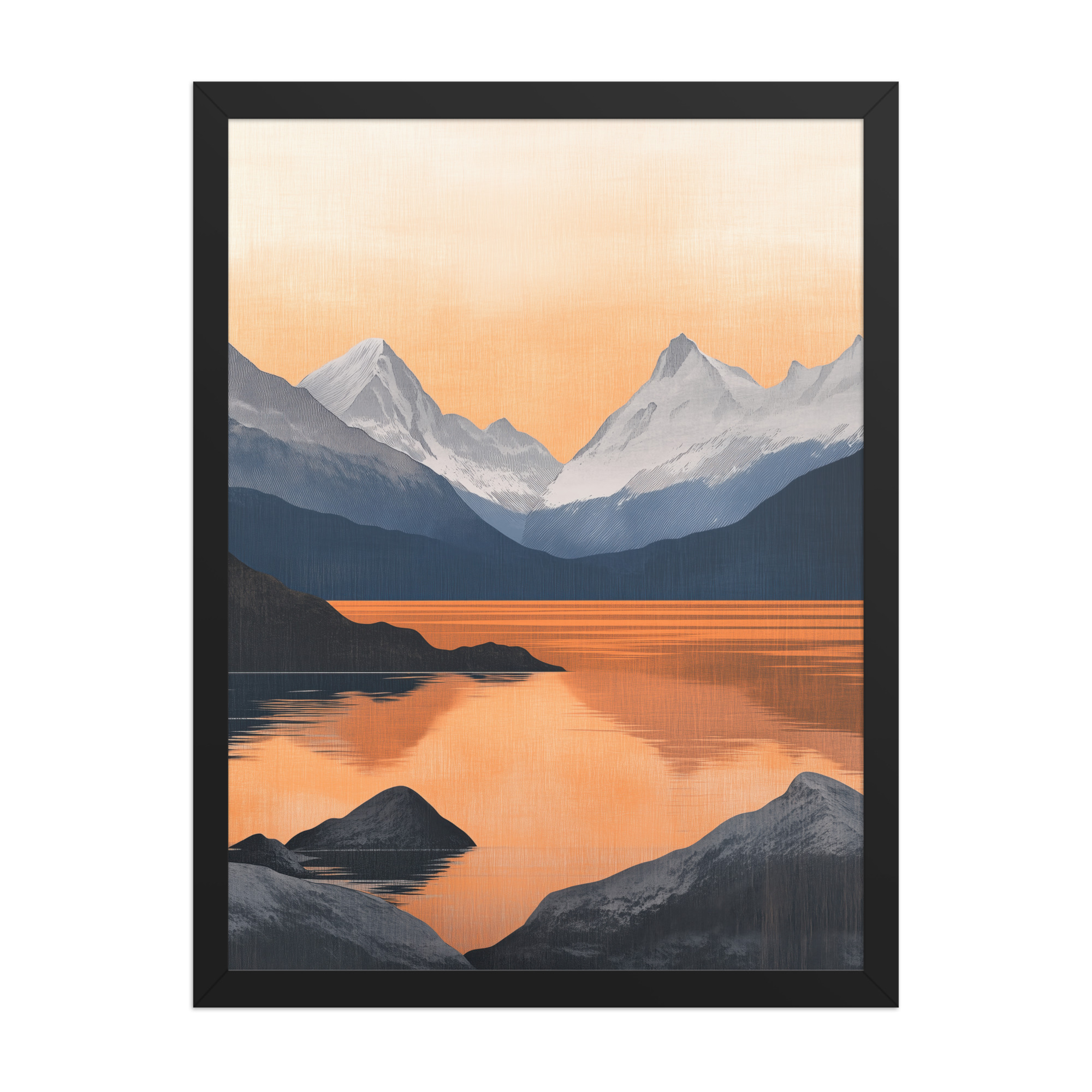 Nordic Sunset Reflections — Serene Mountain Lake Panorama Landscape Wall Art — Framed Poster - Image 6