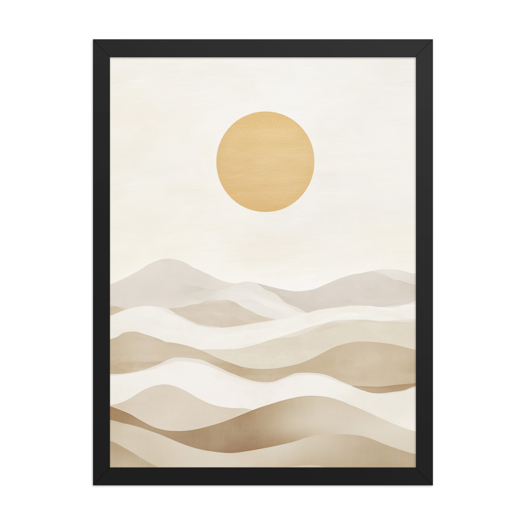 Minimal Dunes and Golden Sun — Japandi Desert Landscape Wall Decor — Framed Poster - Image 6