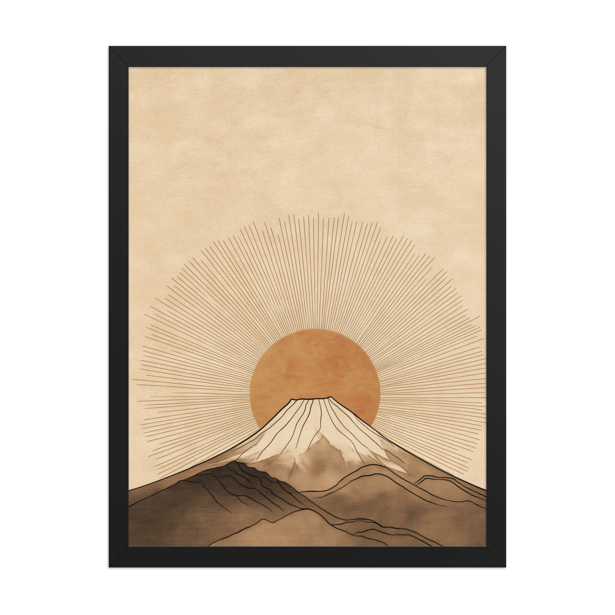 Fuji Radiance — Japandi Sunburst Mountain Wall Art — Framed Poster - Image 5