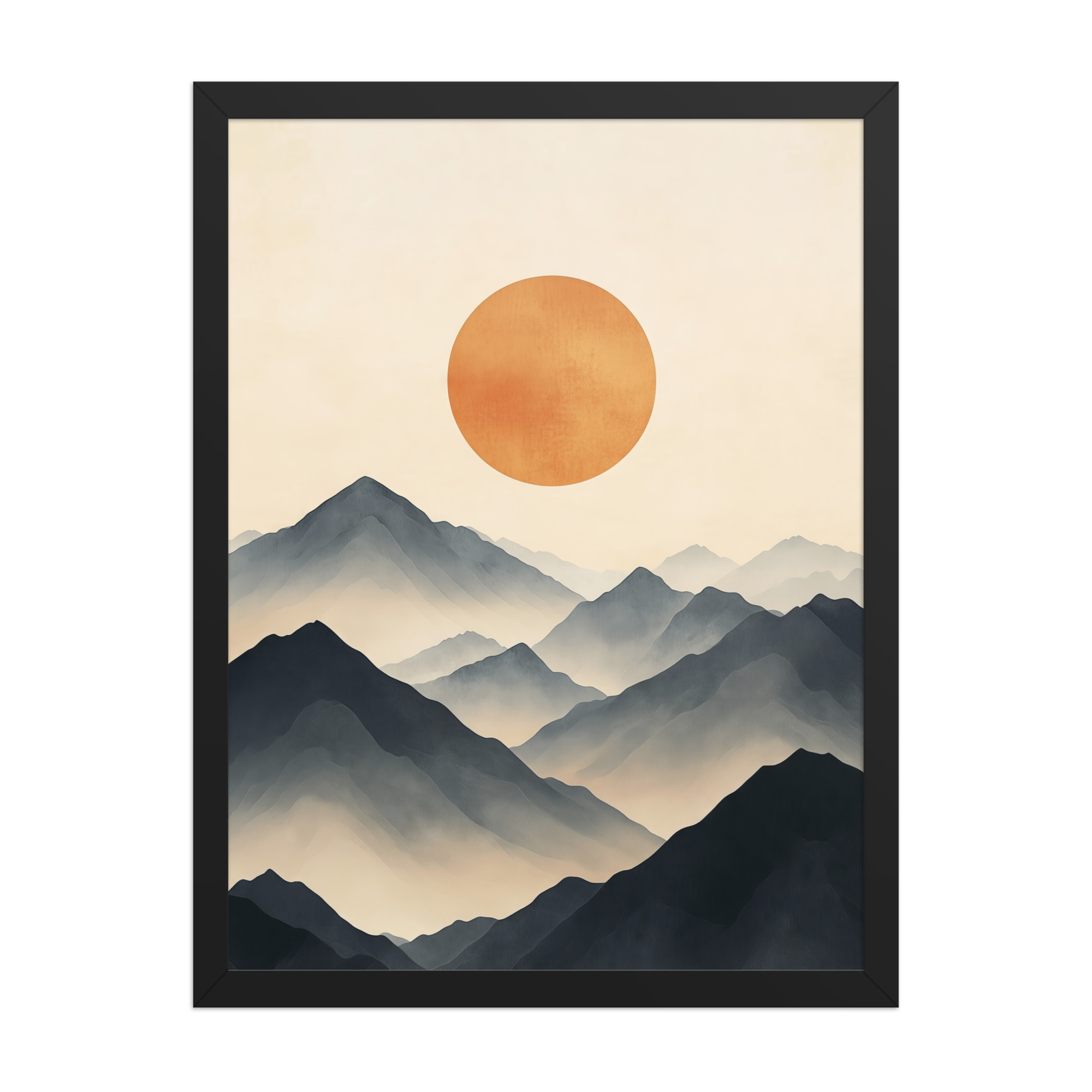 Layered Serenity — Neutral Misty Mountains Wall Decor — Framed Poster - Image 6