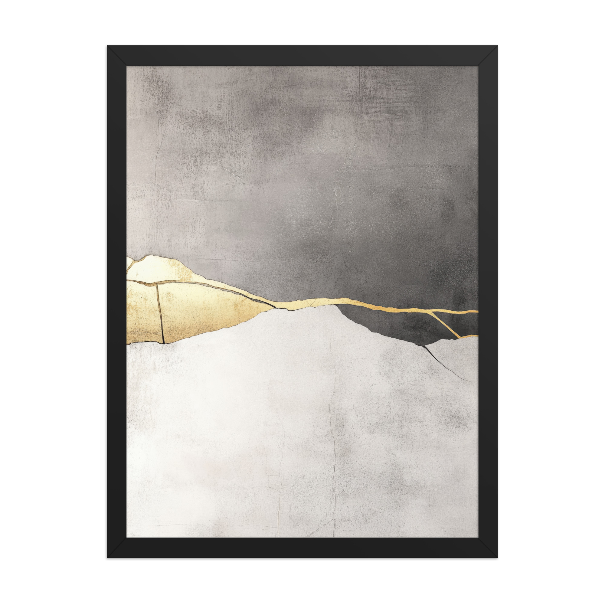 Cracked Harmony — Kintsugi Horizon Abstract with Gold Seam Wall Decor — Framed Poster - Image 5