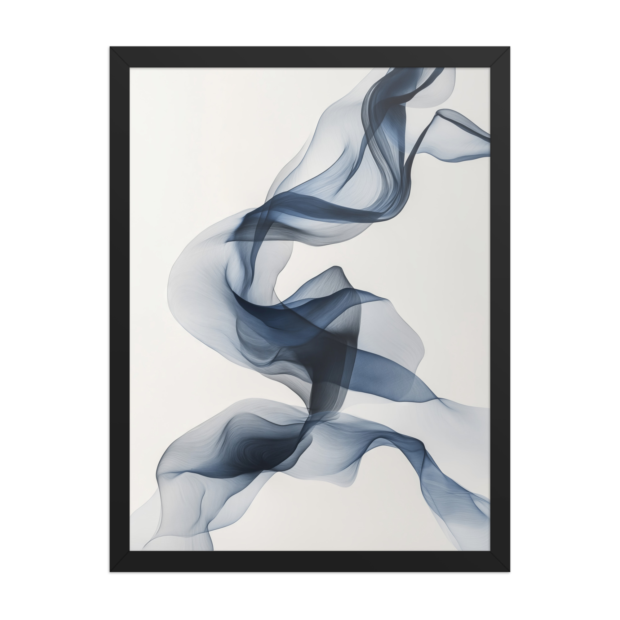 Ethereal Silk — Airy Blue Smoke Ribbon Abstract Wall Art — Framed Poster - Image 5