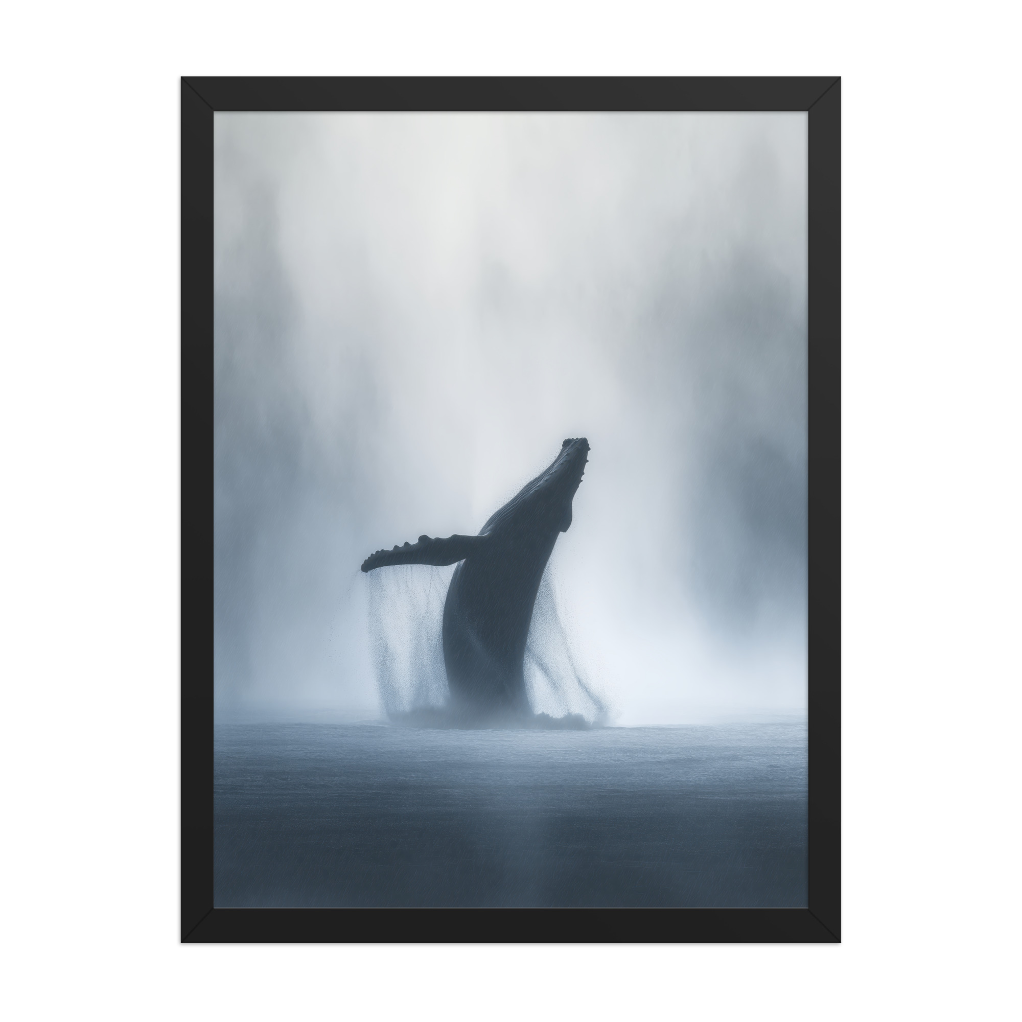 Whale in the Mist — Humpback Breach in Foggy Seascape Wall Decor — Framed Poster - Image 7