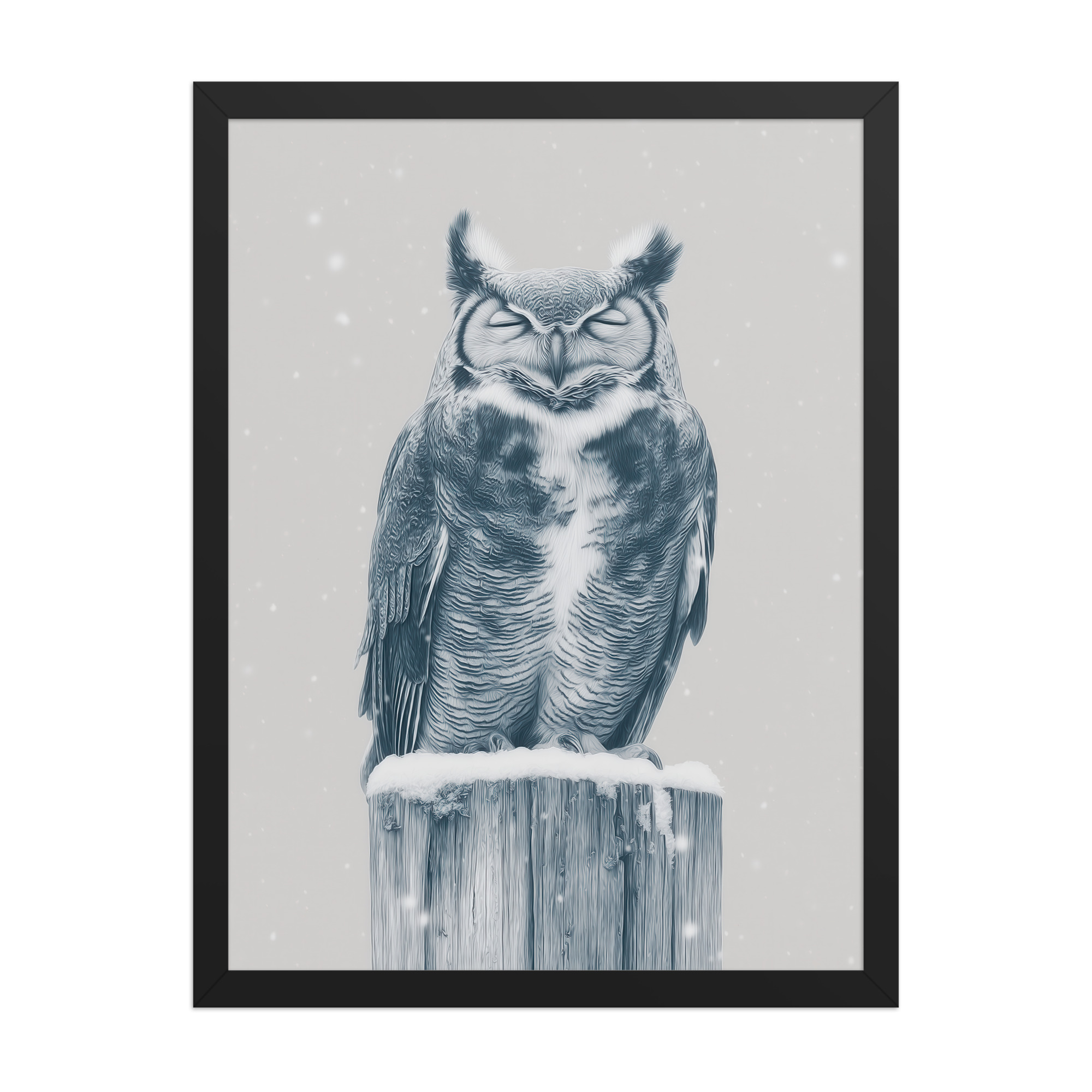 Silent Sentinel – Snow Owl Winter Wildlife Art in Neutrals Wall Decor — Framed Poster - Image 7