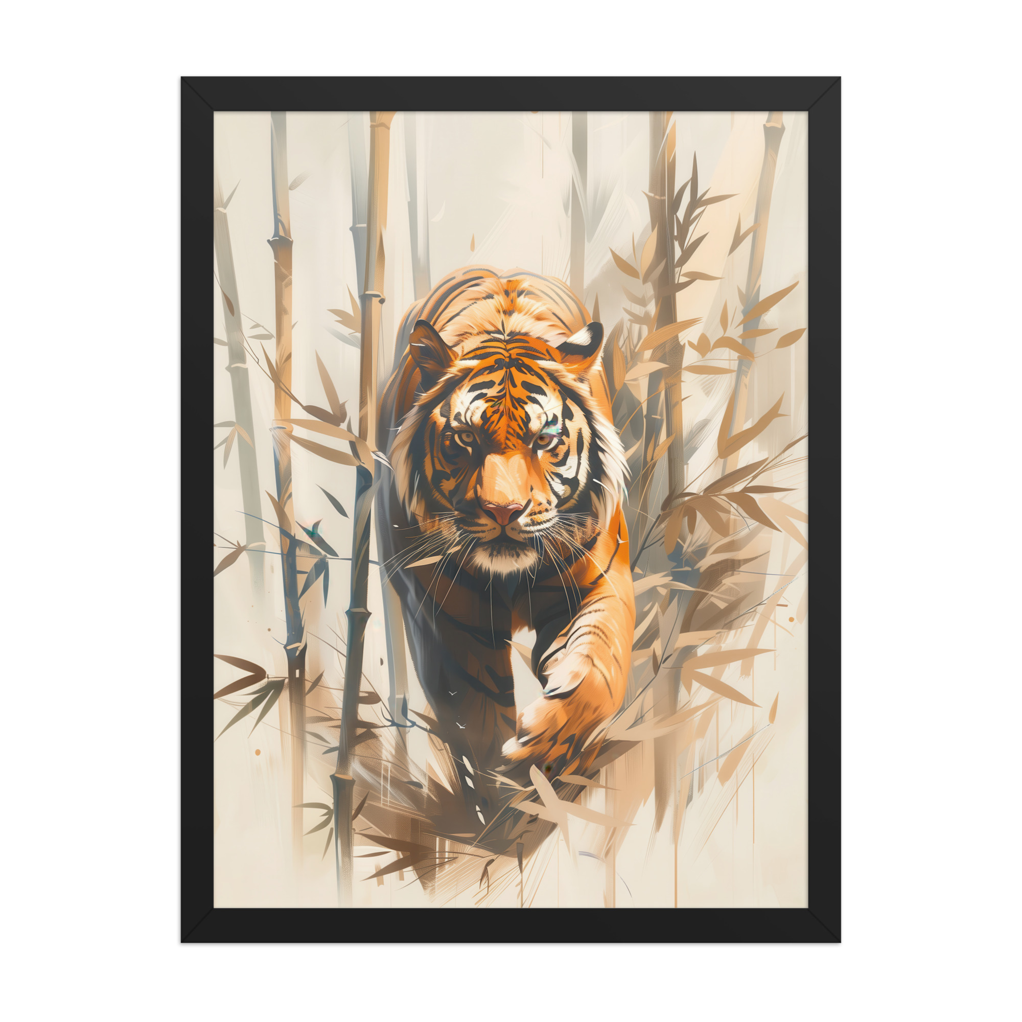 Tiger in Bamboo Mist — Wildlife Tiger in Dynamic Jungle Wall Art — Framed Poster - Image 7