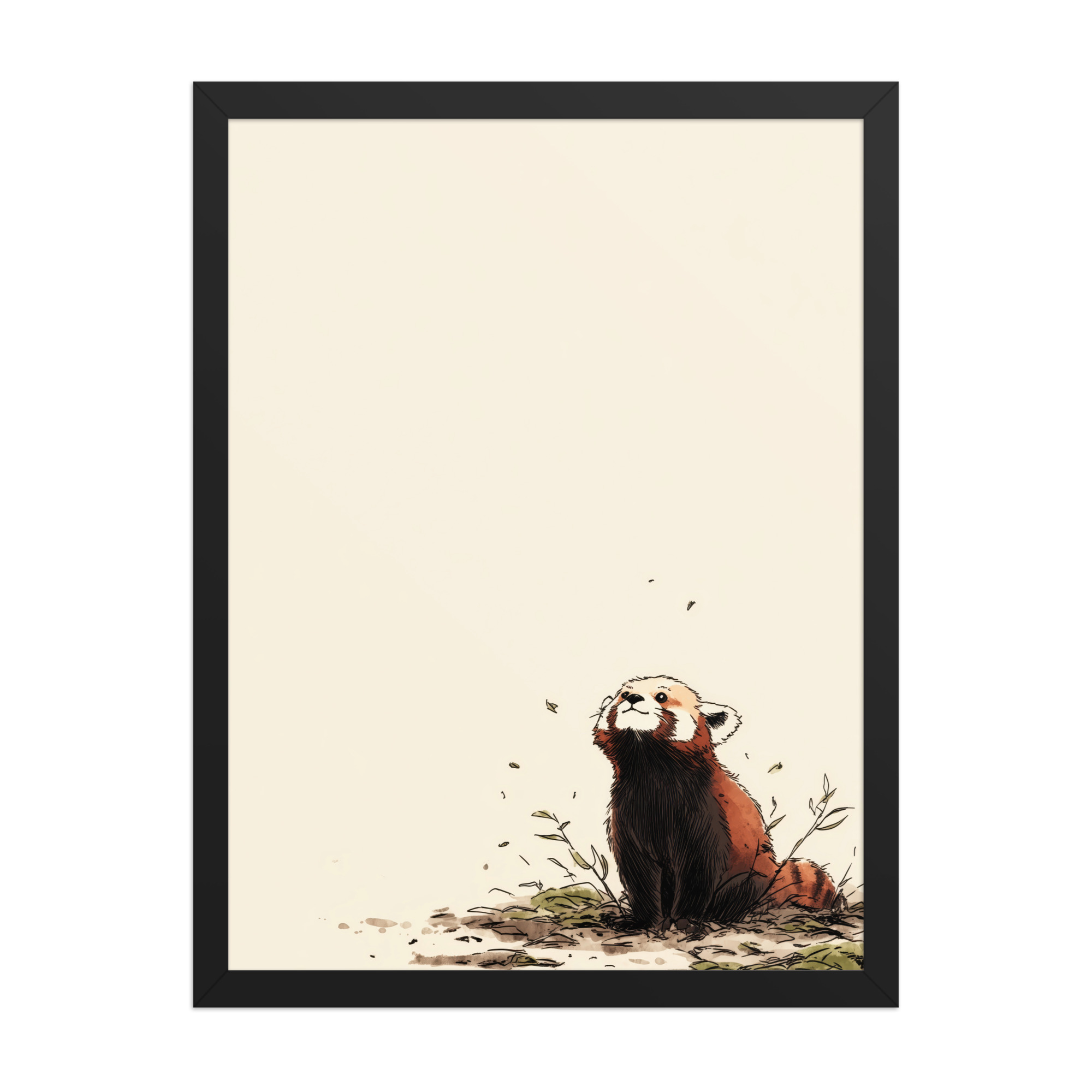 Red Panda in the Wind — Minimal Illustrated Animal Wall Art — Framed Poster - Image 6
