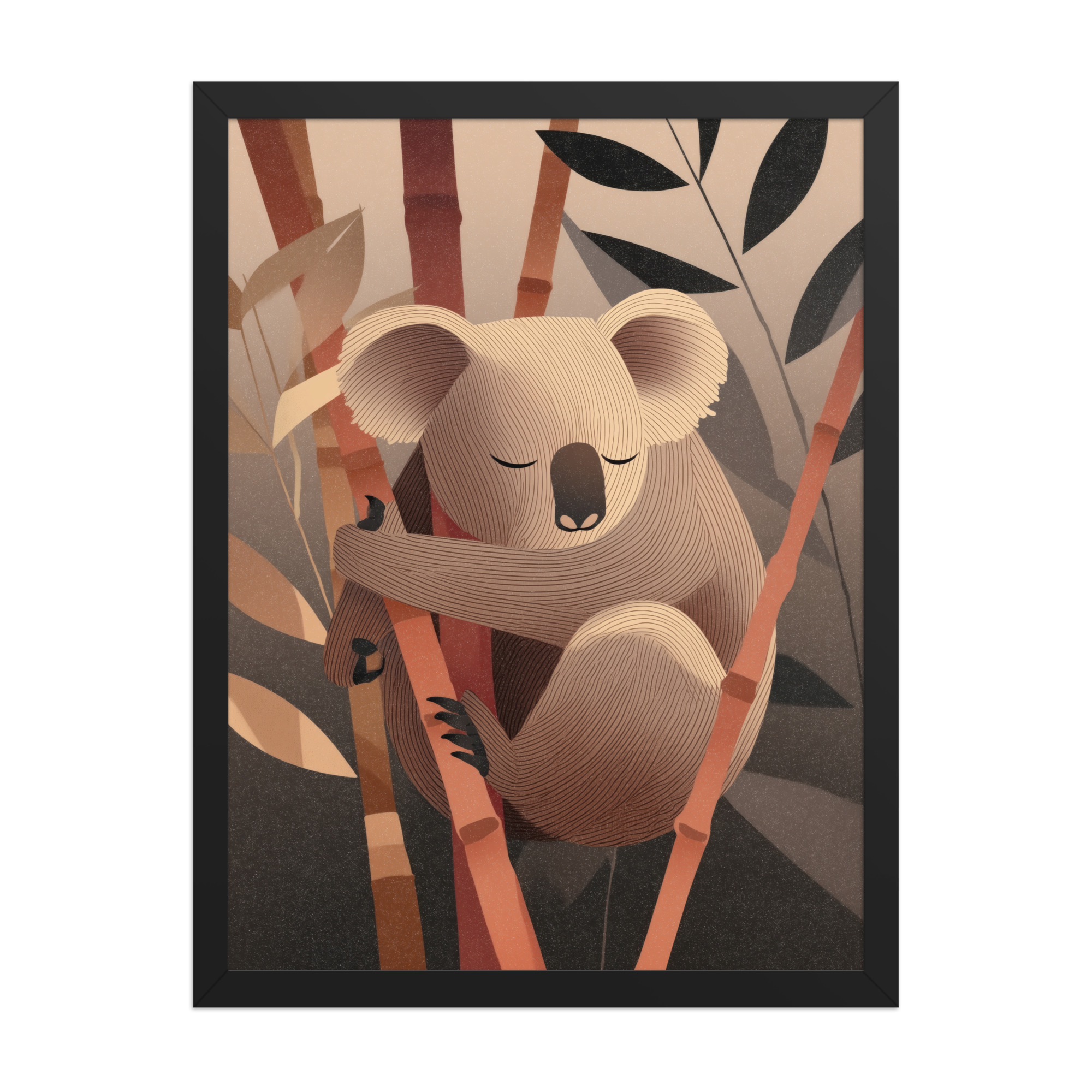 Koala Dreams in Bamboo — Minimal Sleeping Koala in Warm Tones Wall Decor — Framed Poster - Image 7