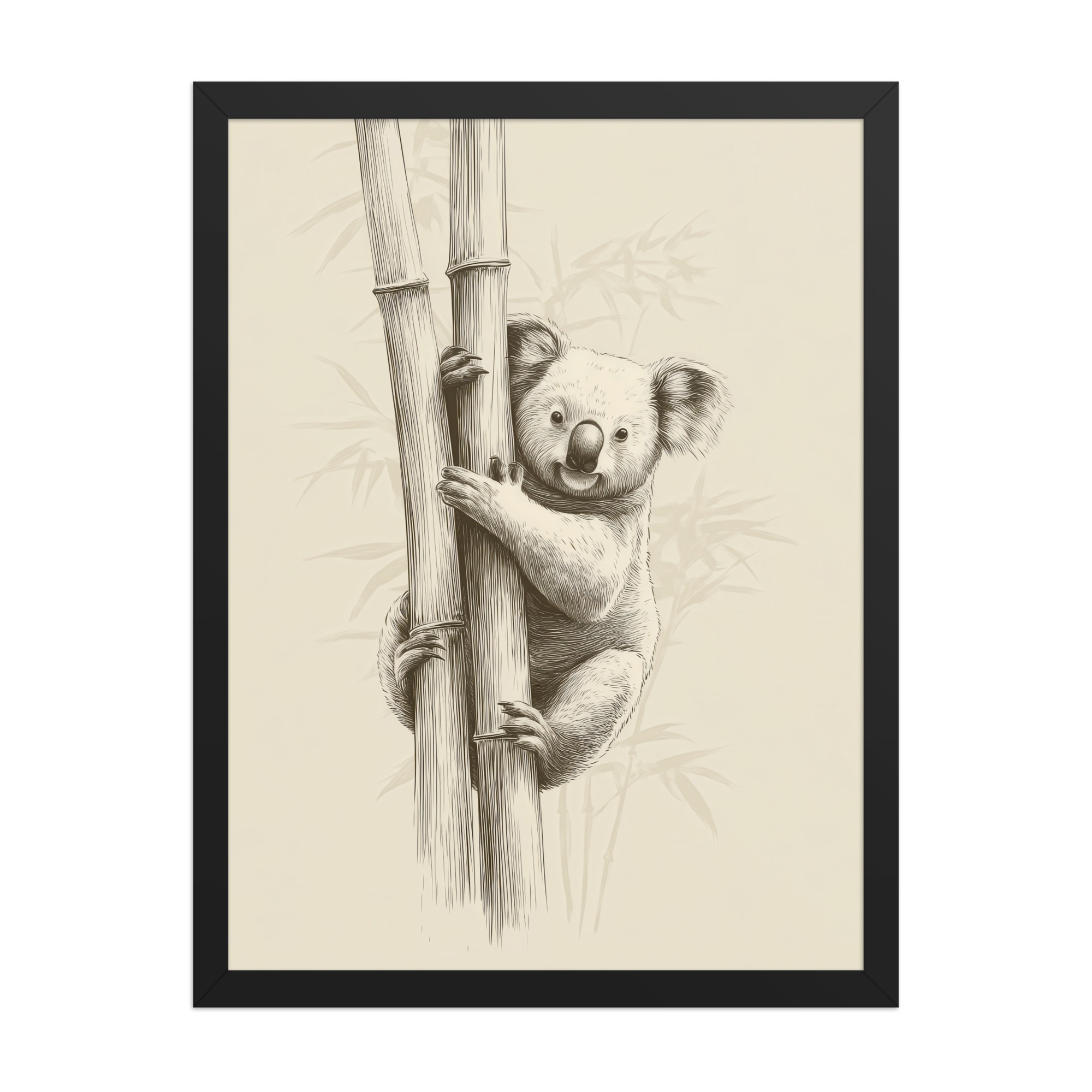 Koala Bamboo I — Koala Illustration in Warm Neutrals Wall Decor — Framed Poster - Image 7