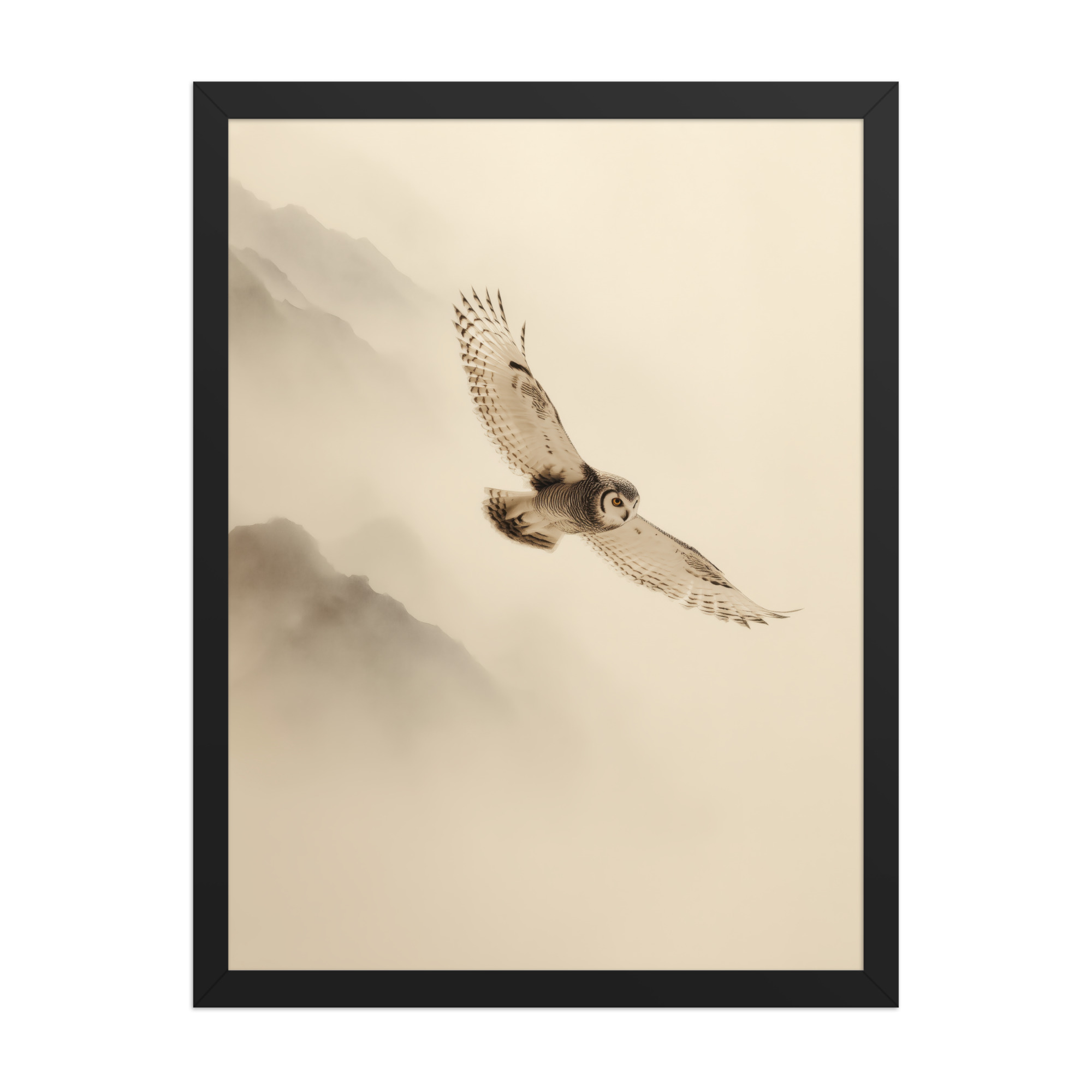 Flight Through Mist — Owl in Motion Wildlife Wall Art — Framed Poster - Image 6