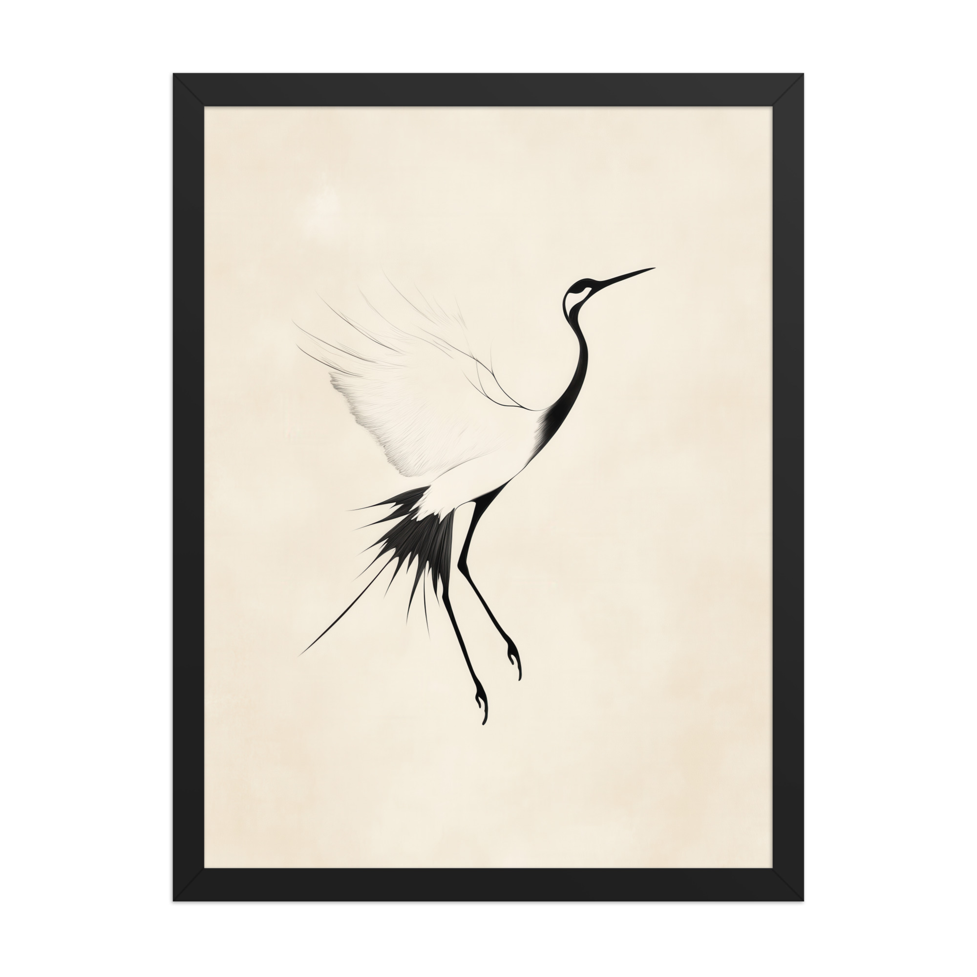 Crane of Still Winds — Red-Crowned Crane Minimal Ink Art — Framed Poster - Image 7