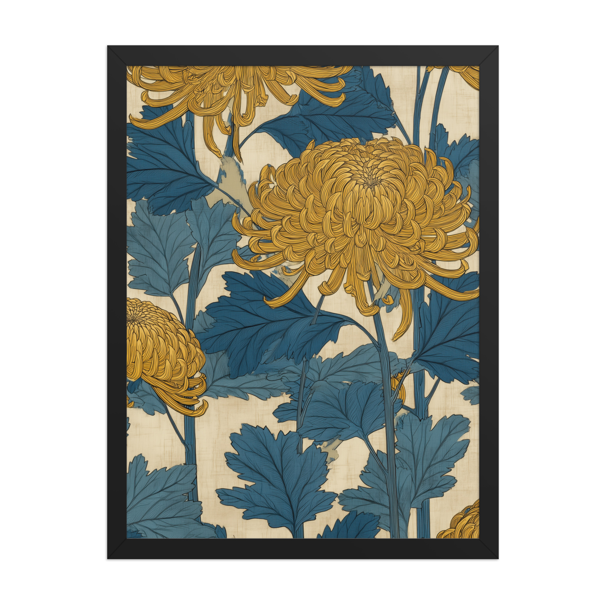 Amber Chrysanthemum — Japandi Floral Wall Decor — Framed Poster - Image 5