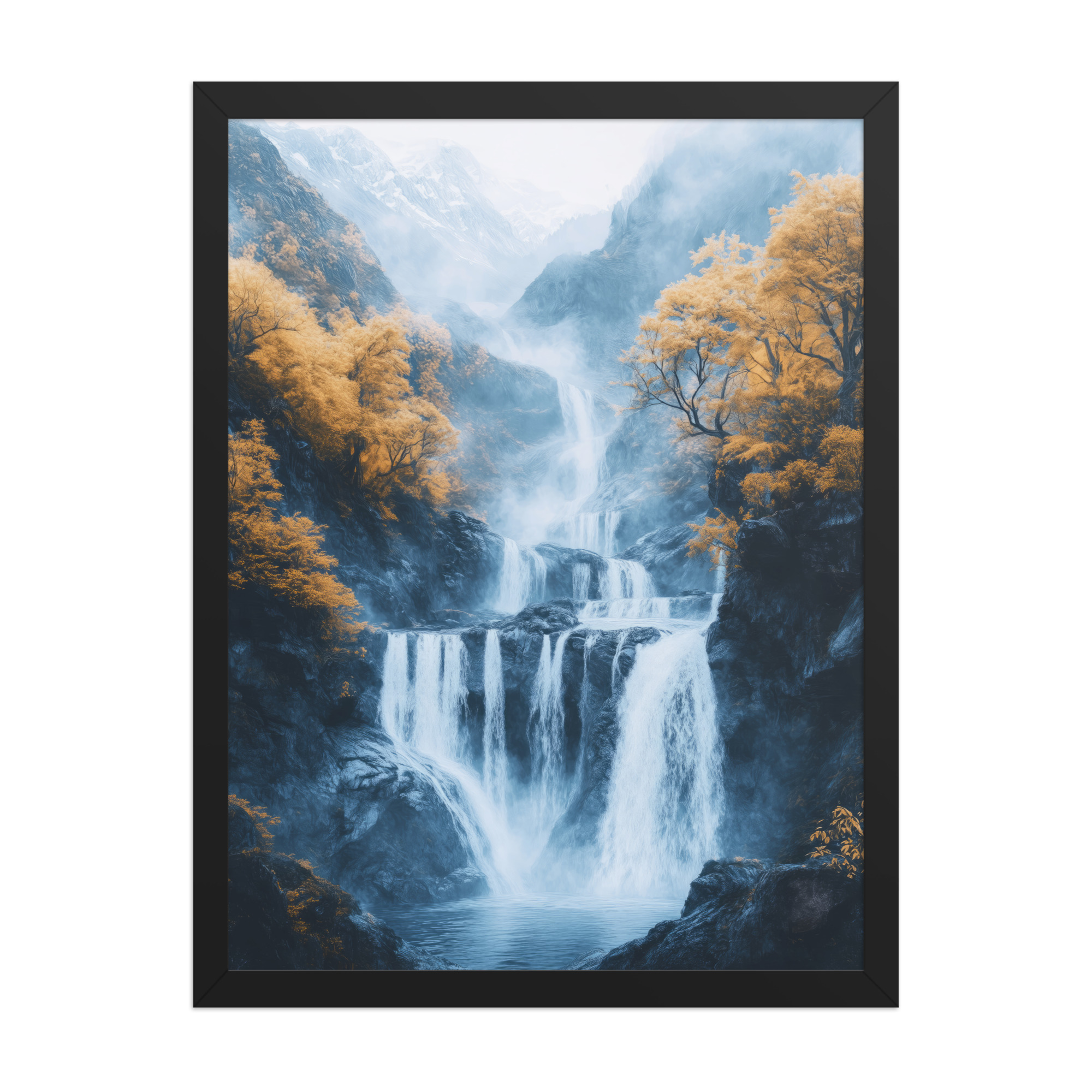 Autumn Falls — Waterfall Landscape Wall Art — Framed Poster - Image 6