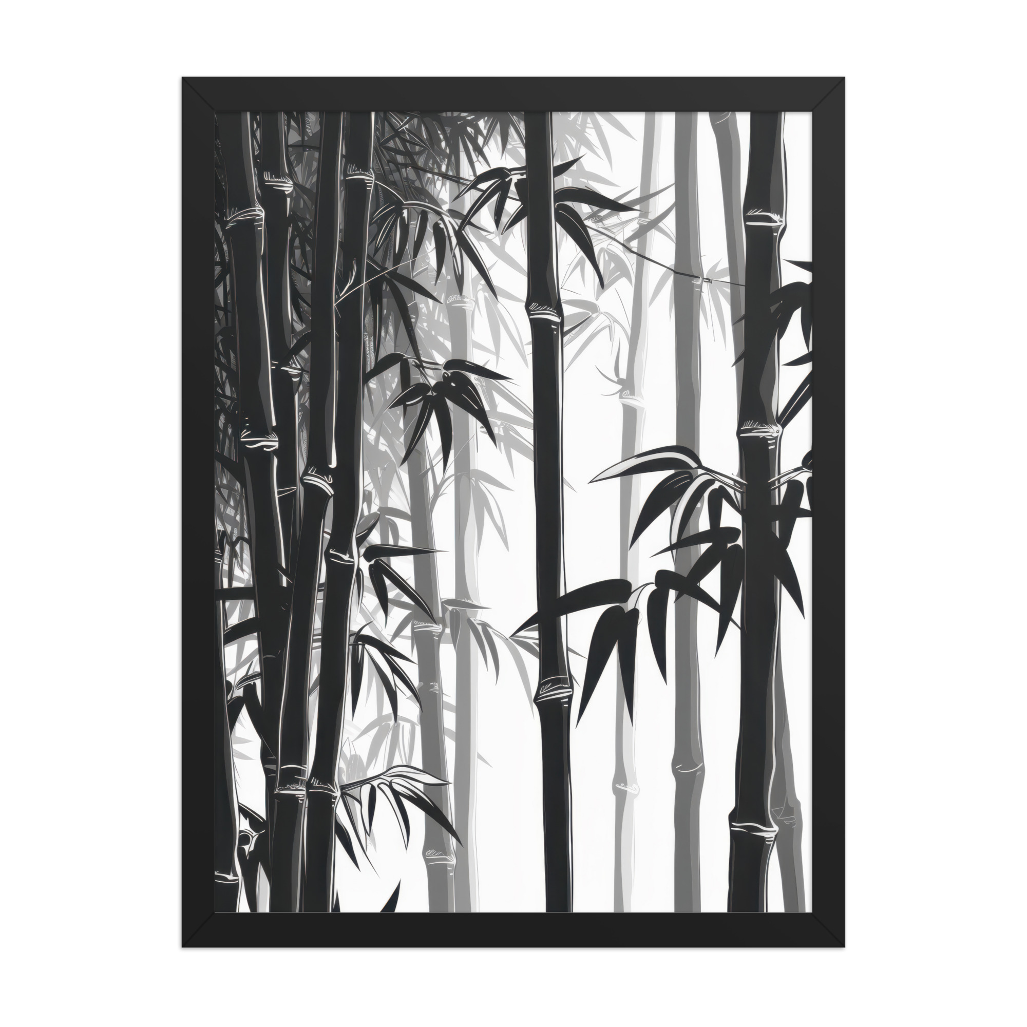 Bamboo Grove Silence — Monochrome Nature Wall Decor — Framed Poster - Image 6