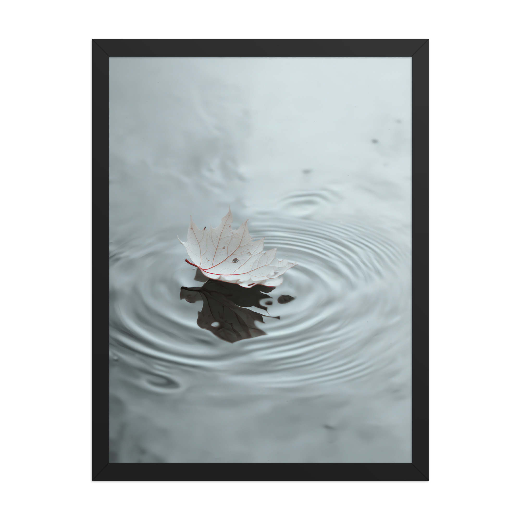 Floating Stillness — Leaf on Water Wall Decor — Framed Poster - Image 7