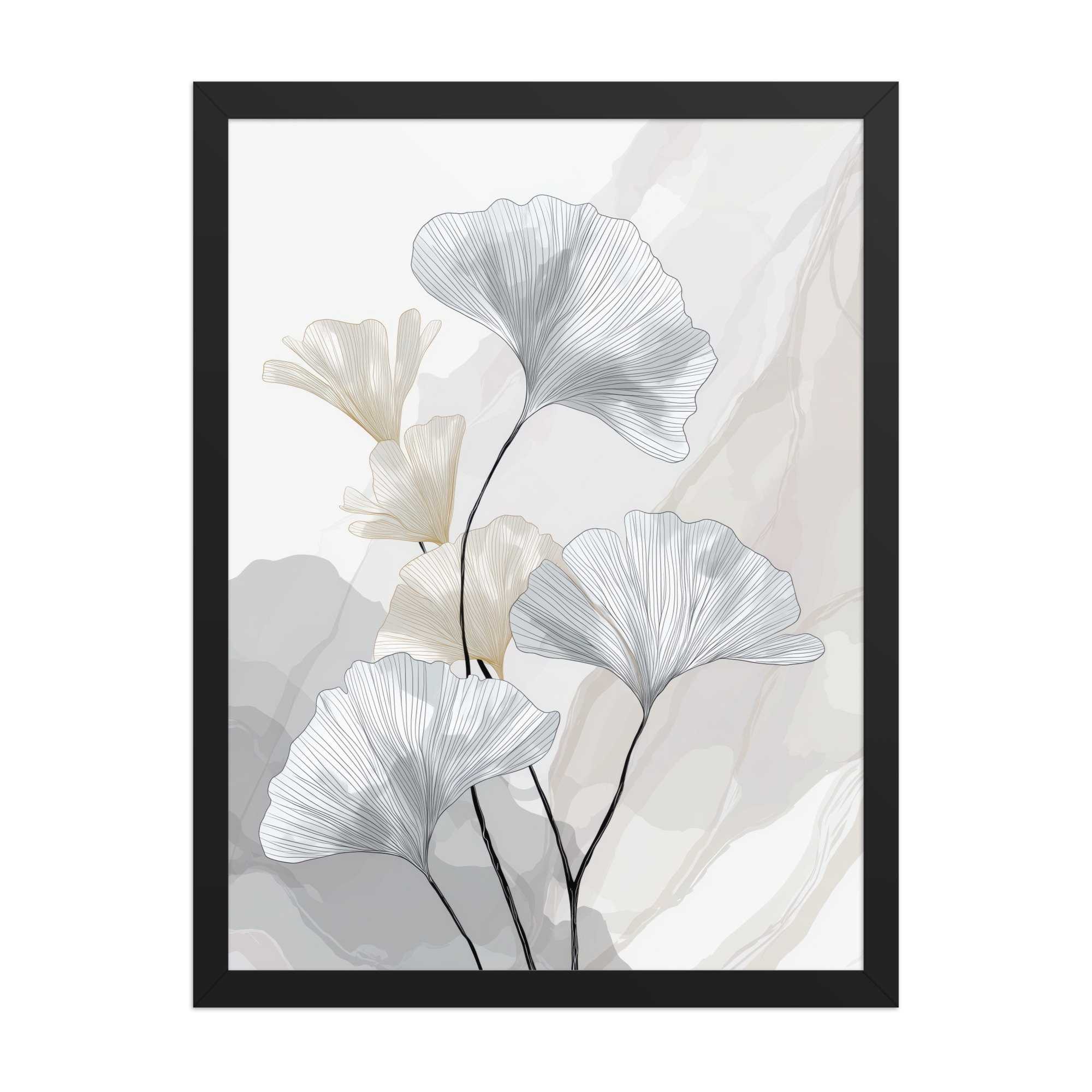 Ginkgo Harmony (Pale Edition) — Line Art Botanical Wall Decor — Framed Poster - Image 6