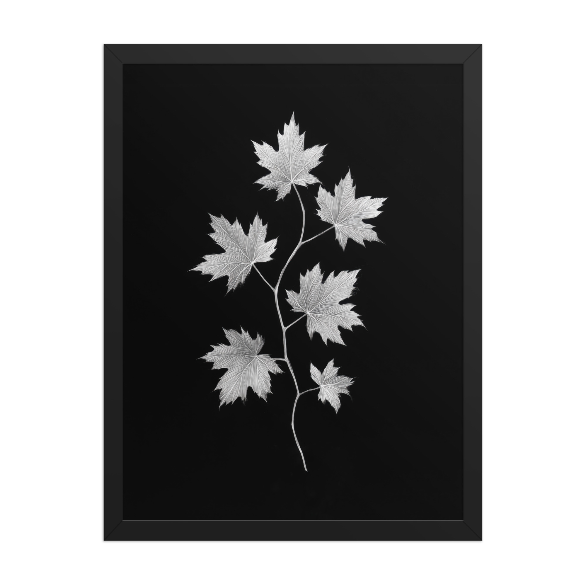Ivory Veins — Japandi Maple Line Art — Framed Poster - Image 7