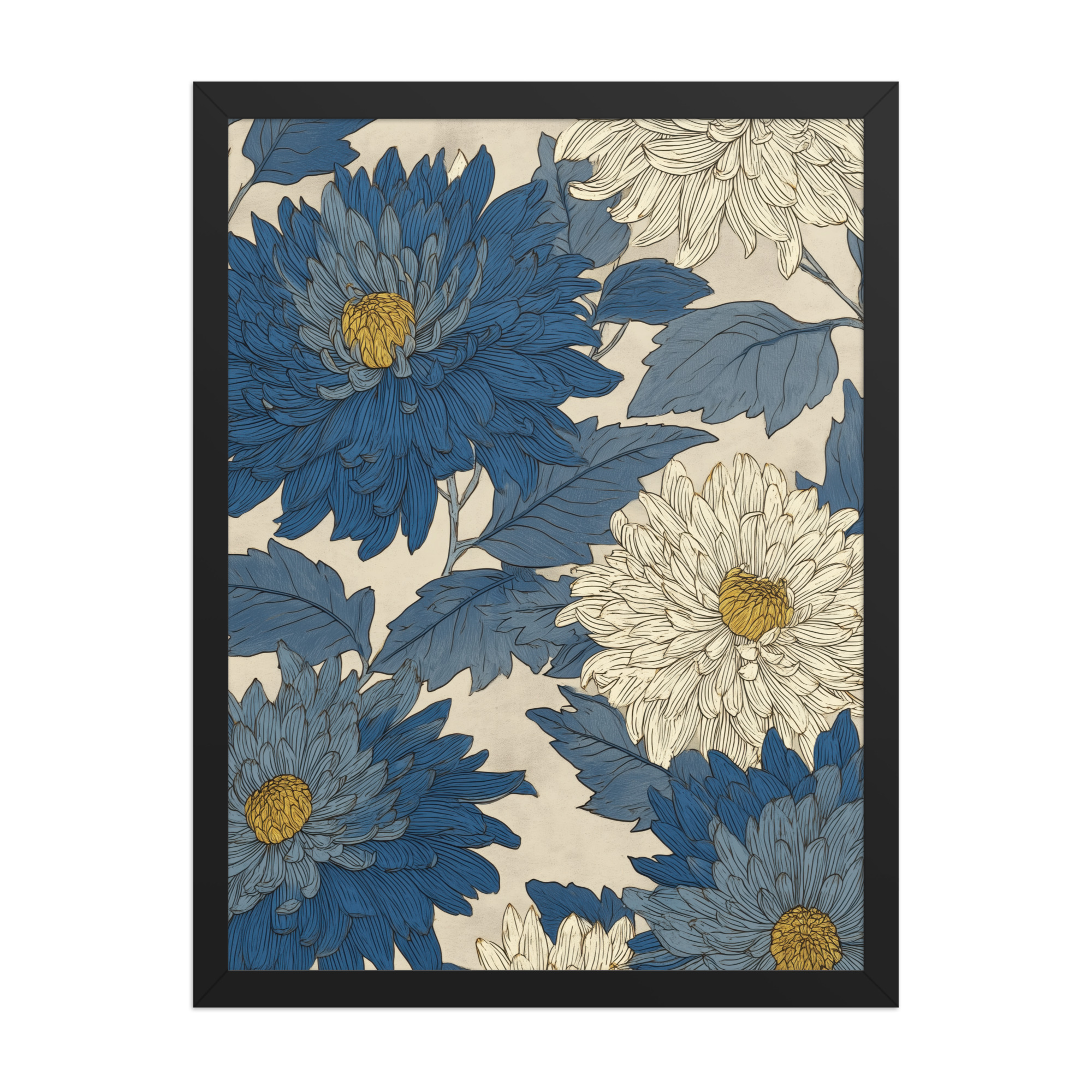 Mixed Chrysanthemums — Vintage Floral Pattern Wall Decor — Framed Poster - Image 6