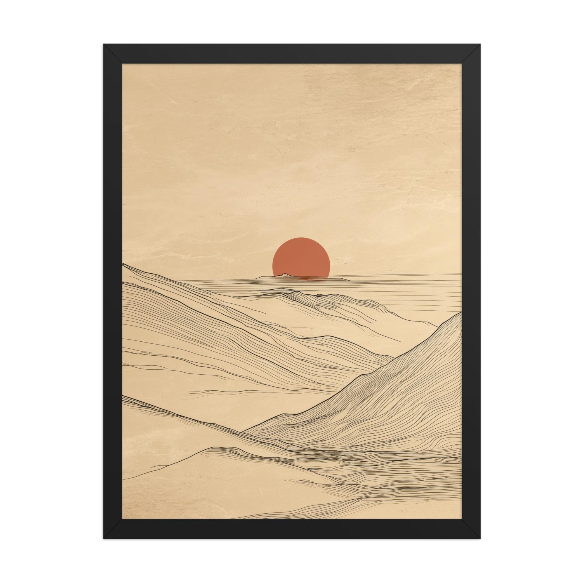 Desert Horizon — Japandi Desert Line Landscape Wall Art — Framed Poster - Image 5