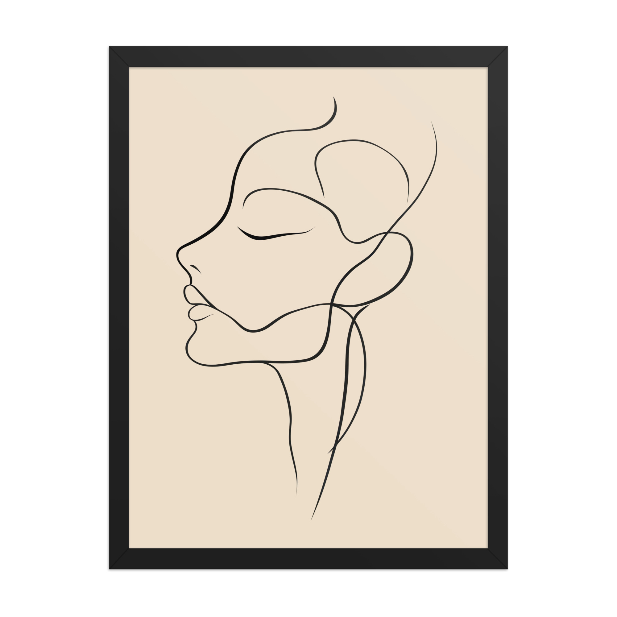 Serenity in Profile — Minimal Line Face Wall Art — Framed Poster - Image 4